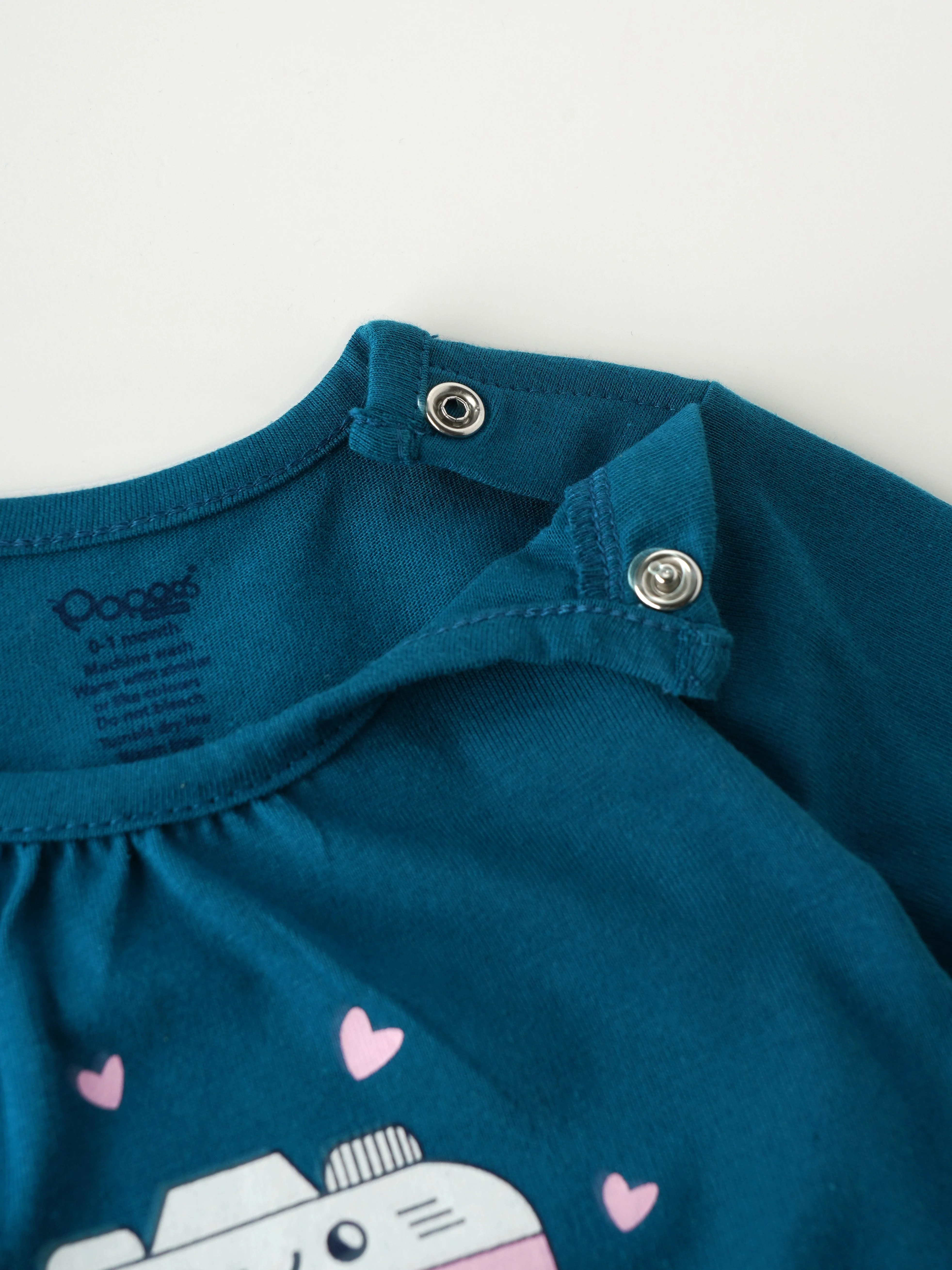 Popees Chest-Printed Full Sleeve Top (0–9 Months) with Shoulder Opening for Baby Girls - Image 4