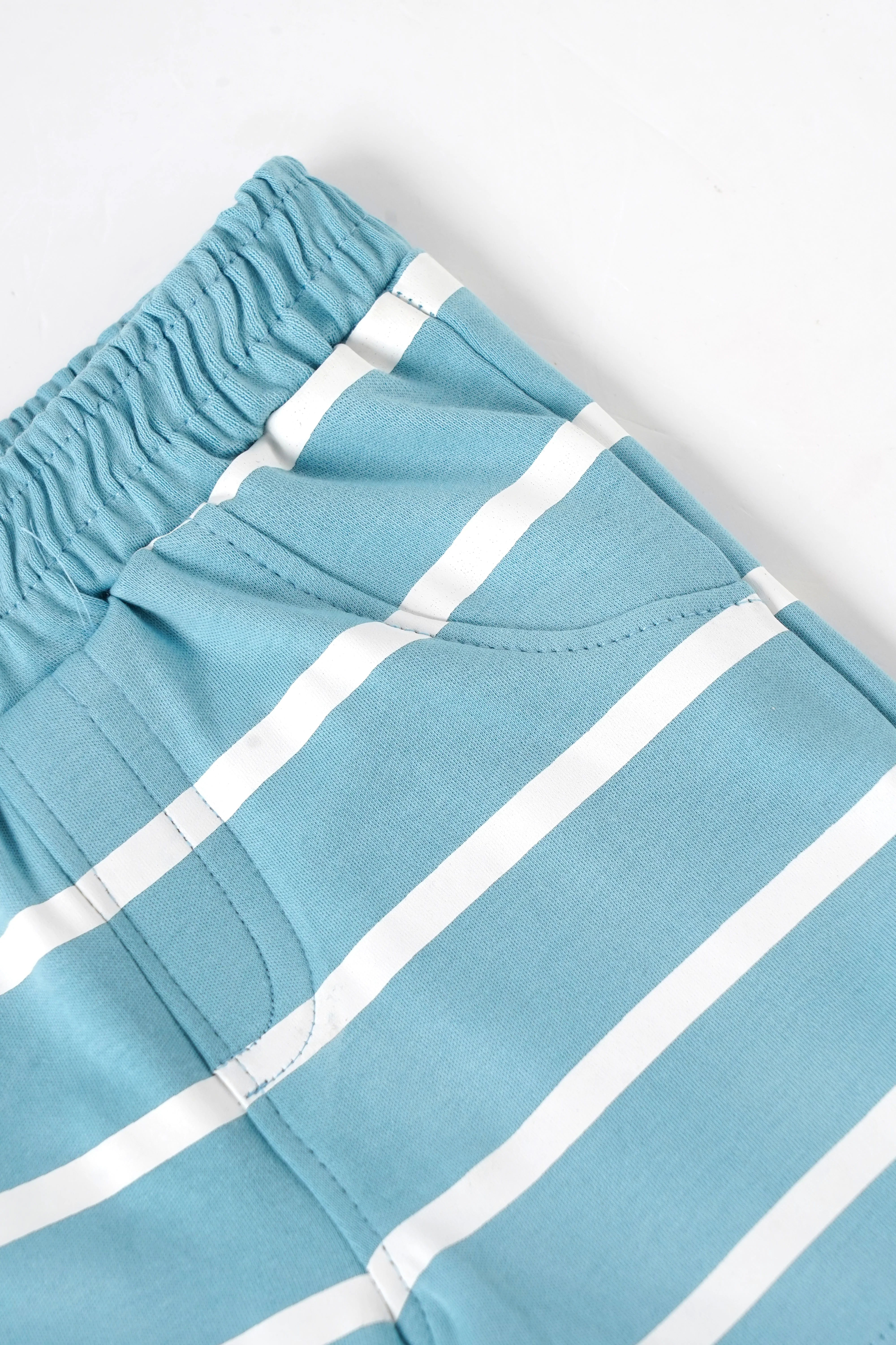 Popees Baby Boys Blue & White Striped Cotton Shorts with Elastic Waist |Soft Breathable Summer Wear| Newborn to 9 Months - Image 3