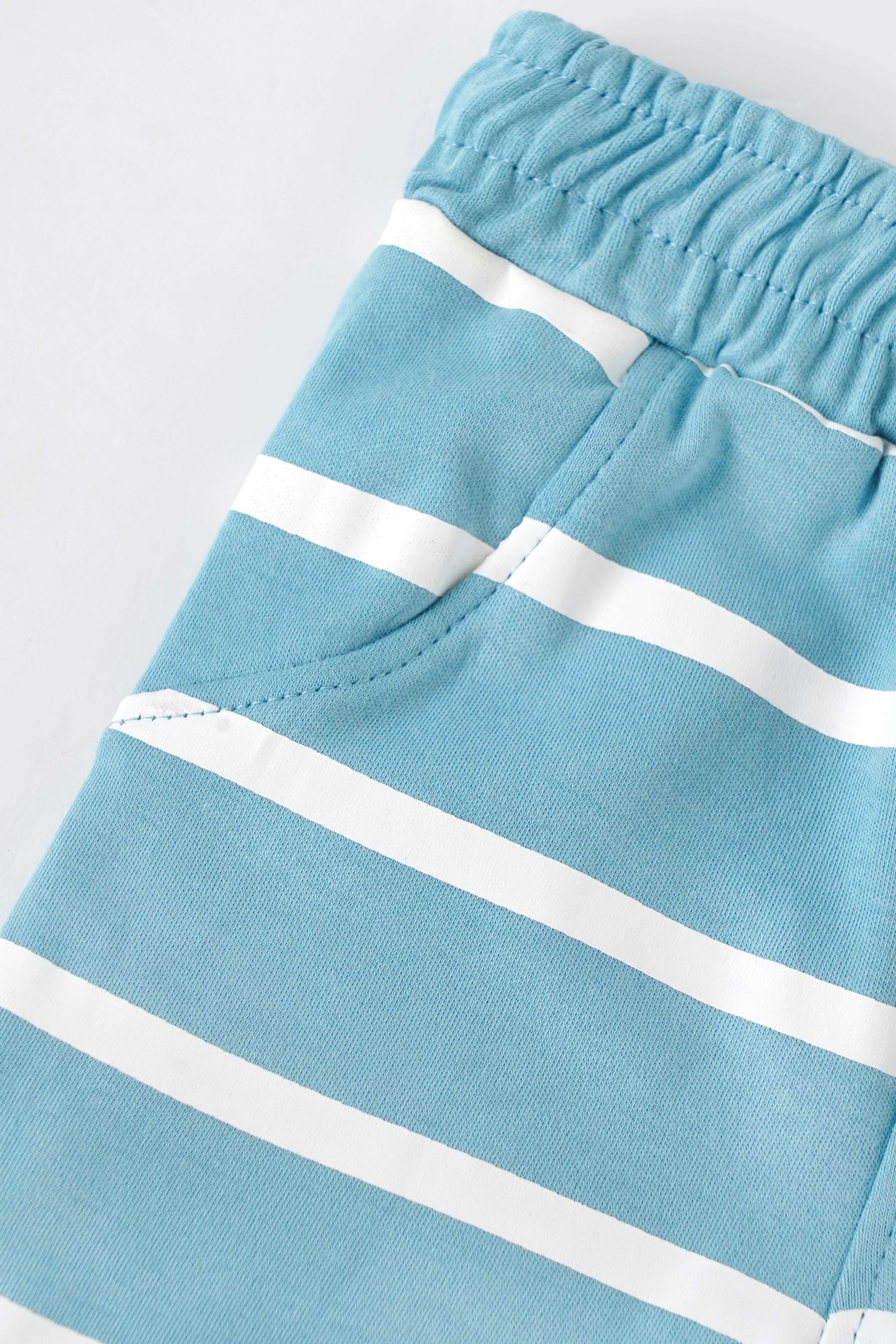 Popees Baby Boys Blue & White Striped Cotton Shorts with Elastic Waist |Soft Breathable Summer Wear| Newborn to 9 Months - Image 4