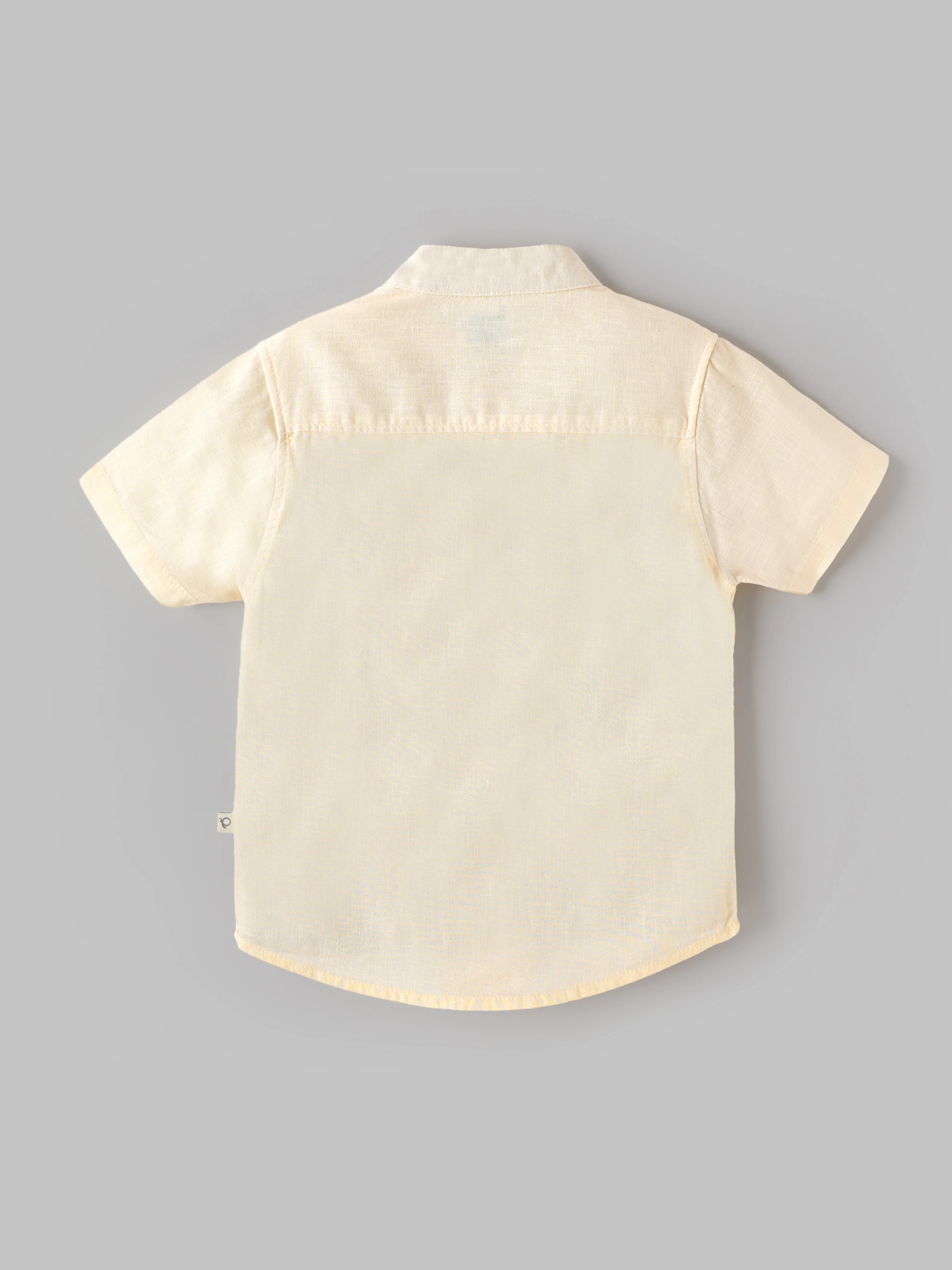 Popees Baby Boys Solid Cotton Shirt | Cream Half Sleeve Mandarin Collar Casual Shirt | 9 Months - 4 Years - Image 2