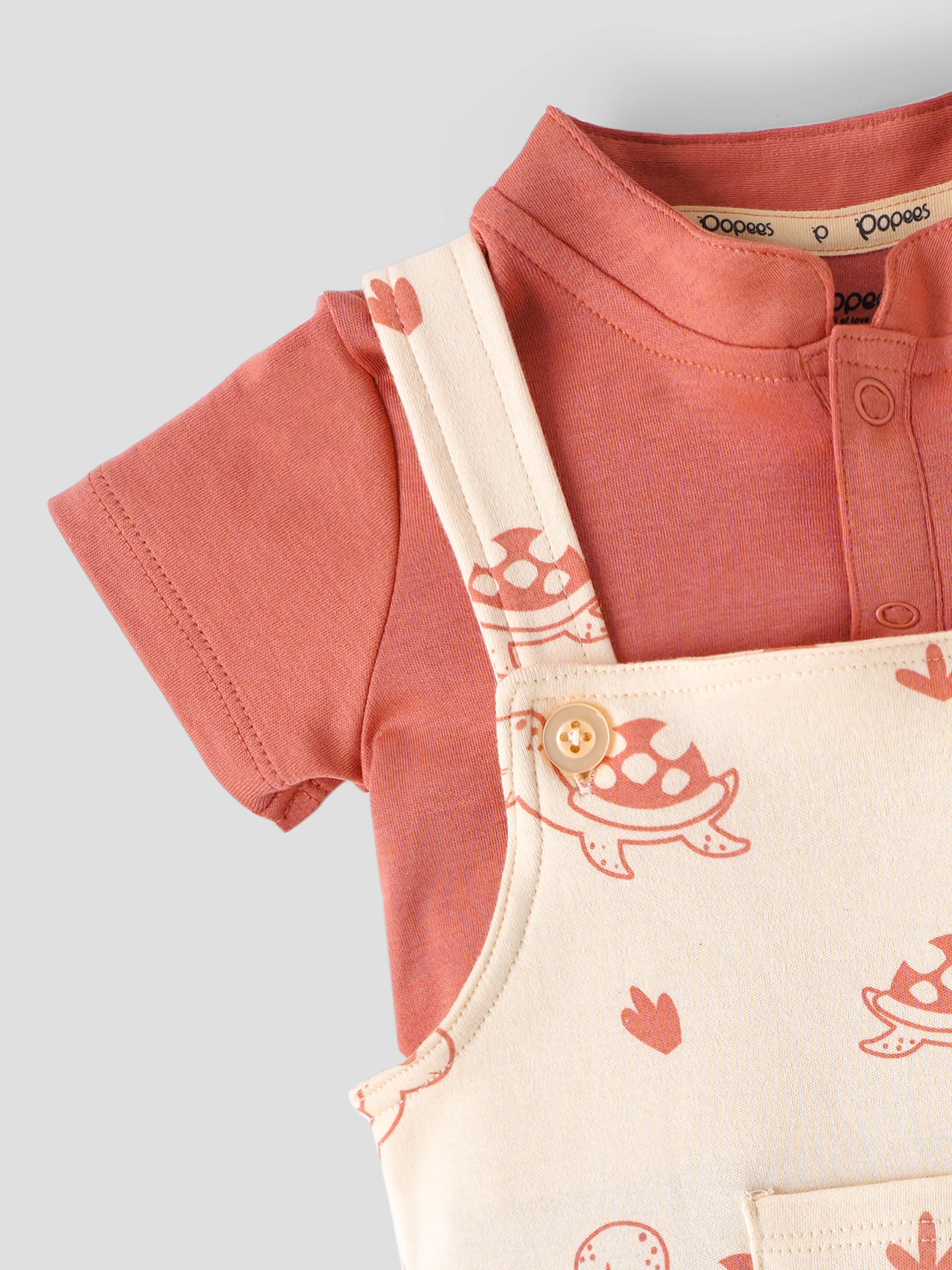 Popees Baby Boys Dungaree Set with Short Sleeve T-Shirt| 3–24 Months - Image 2