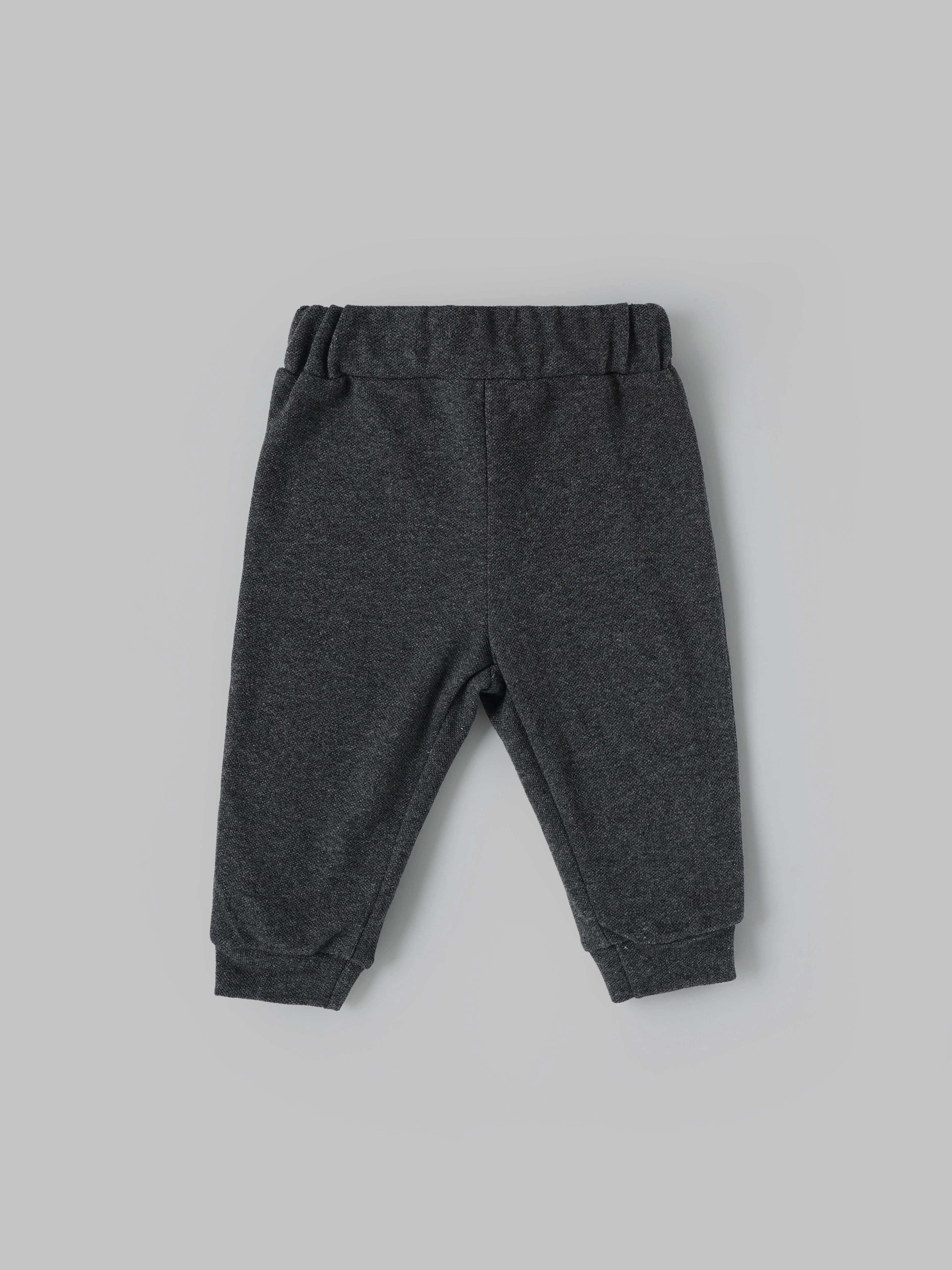 Popees Baby Boys Grey Full Sleeve T-Shirt & Dark Grey Jogger Pants Set with Shoulder Snap Closure| 3–24 Months - Image 3