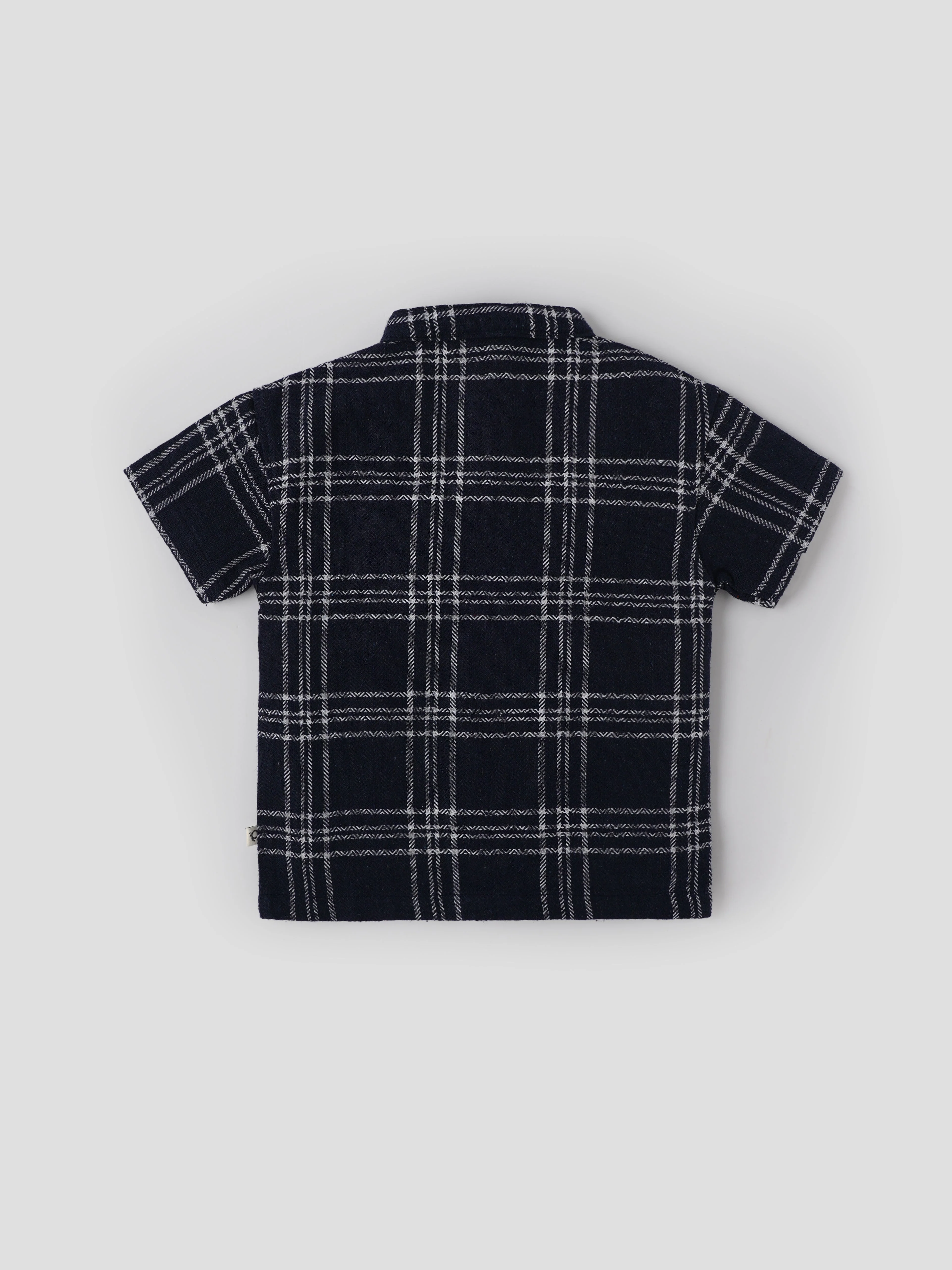 Popees Baby Boys Navy Checked Short Sleeve Cotton Shirt| Navy Blue| 9 Months to 4 Years - Image 2