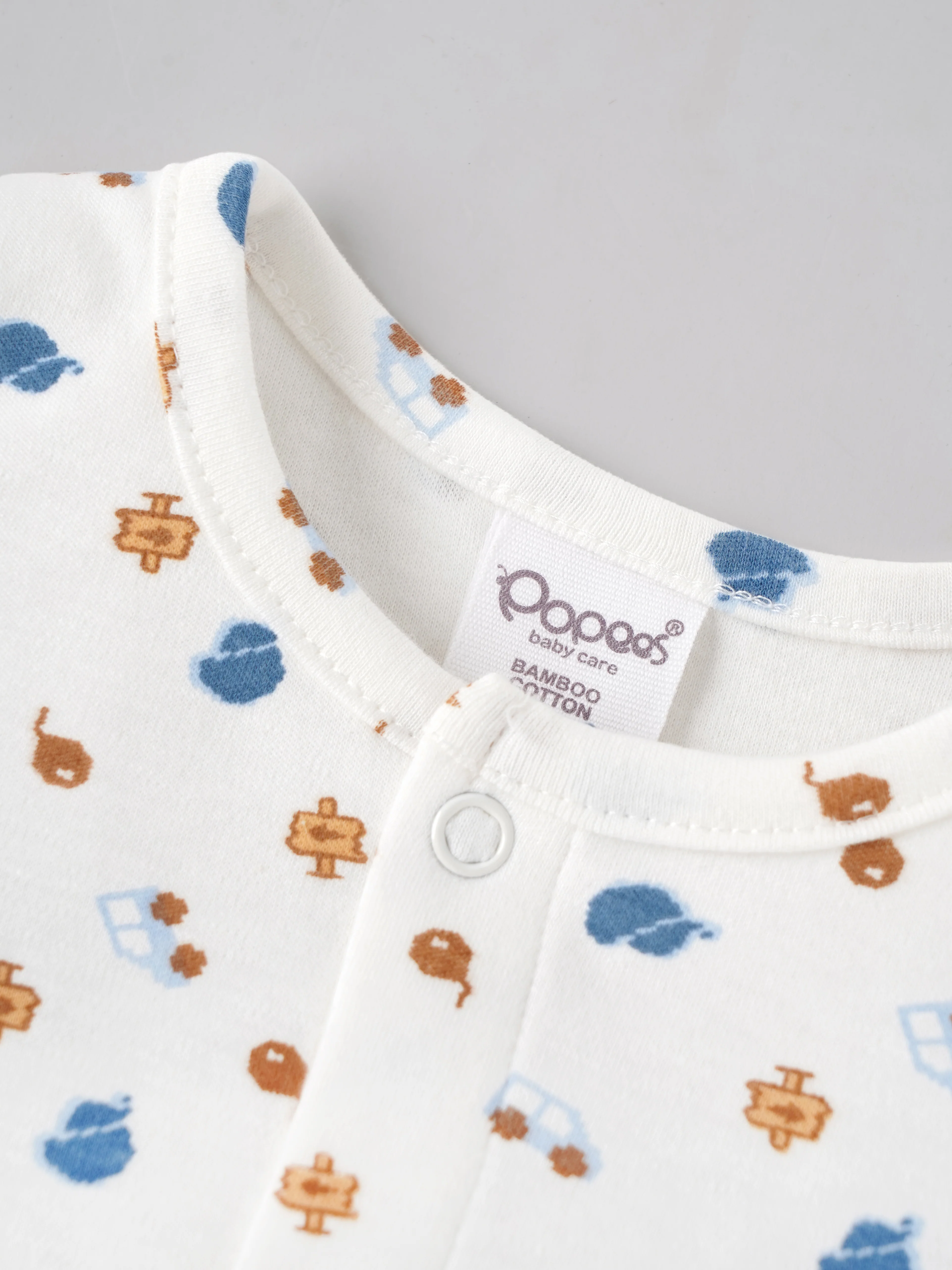 Popees Baby Boys Printed Bamboo Cotton Jabla | Soft Half Sleeve Front Open Baby Top for Newborns & Infants - Image 3