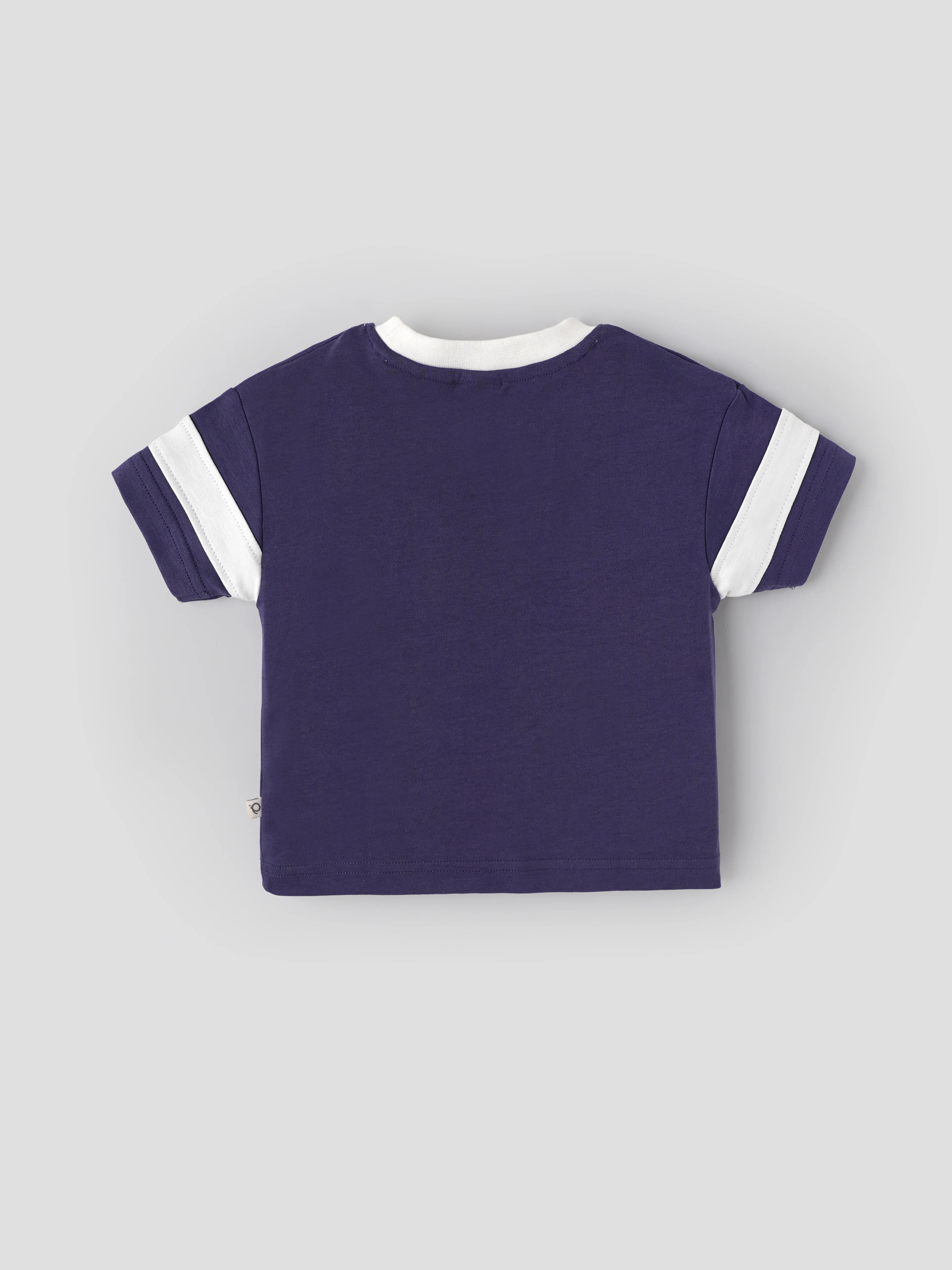 Popees Baby Boys Printed T-Shirt| Purple with Contrast Sleeve| 9 Months To 4 Years - Image 2