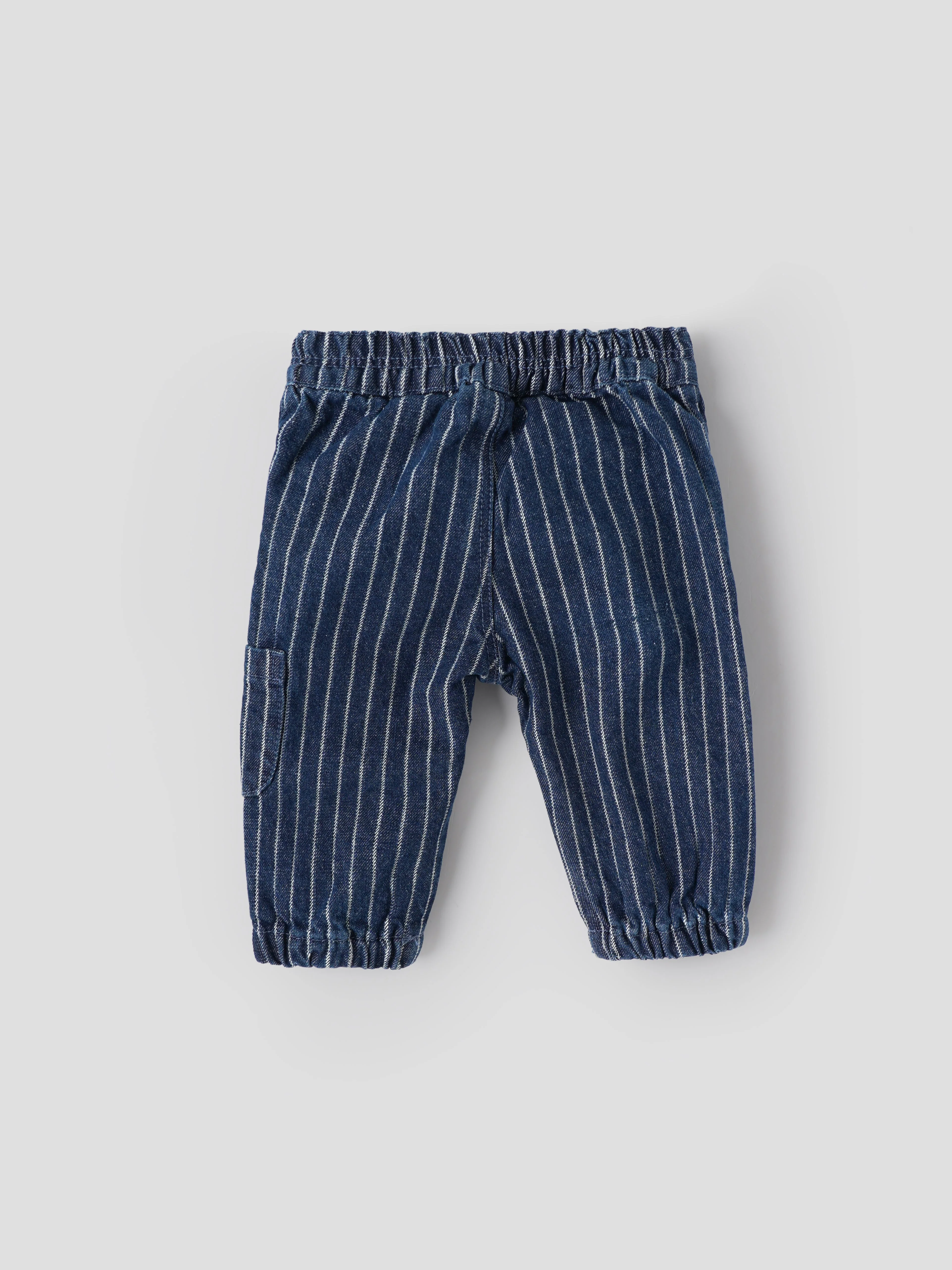 Popees Baby Boys Striped Denim Jogger Pants| 3 Months–36 Months - Image 4