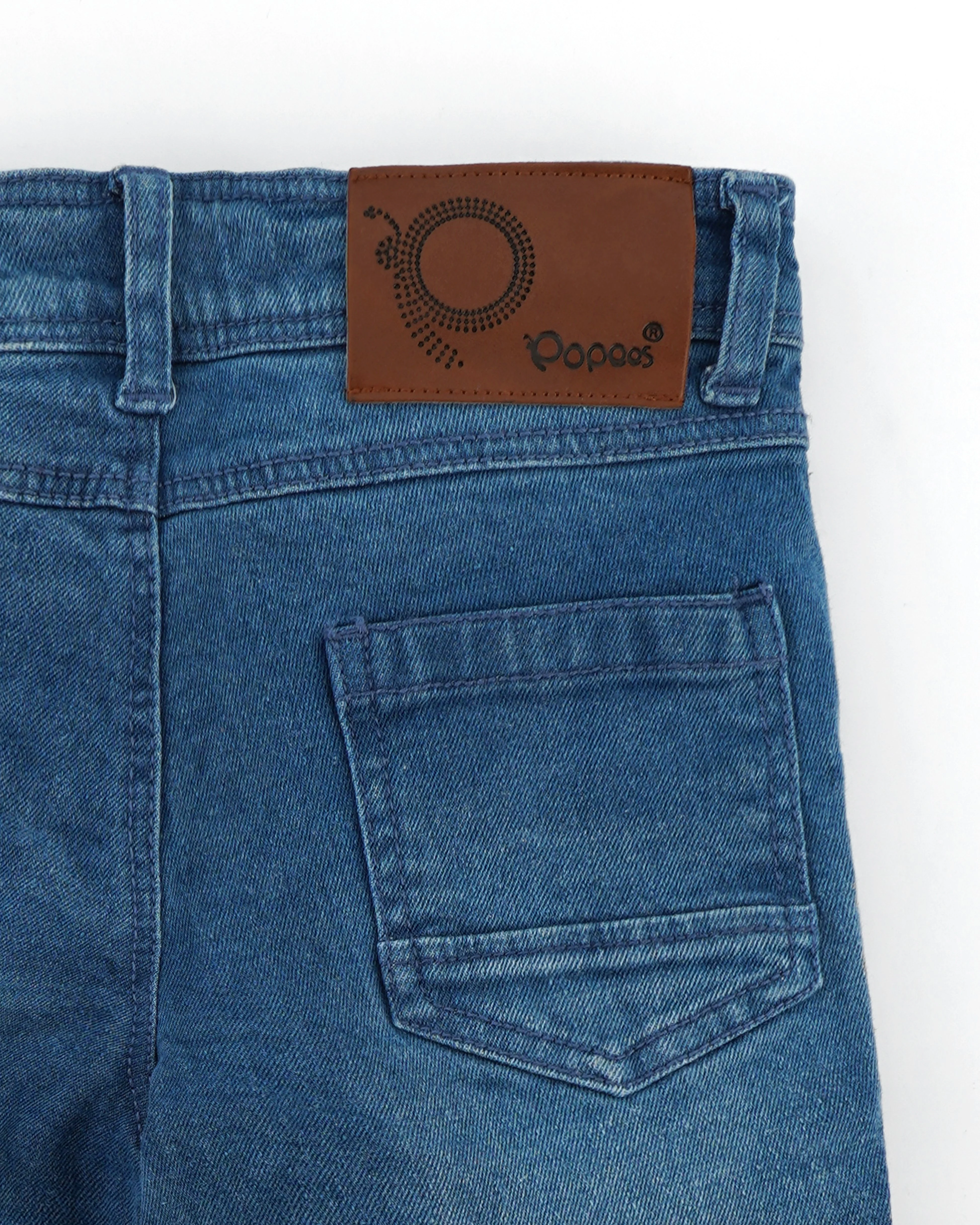 Popees Baby Boys Washed Denim Jogger Pants| Blue| 1-6 Years - Image 3