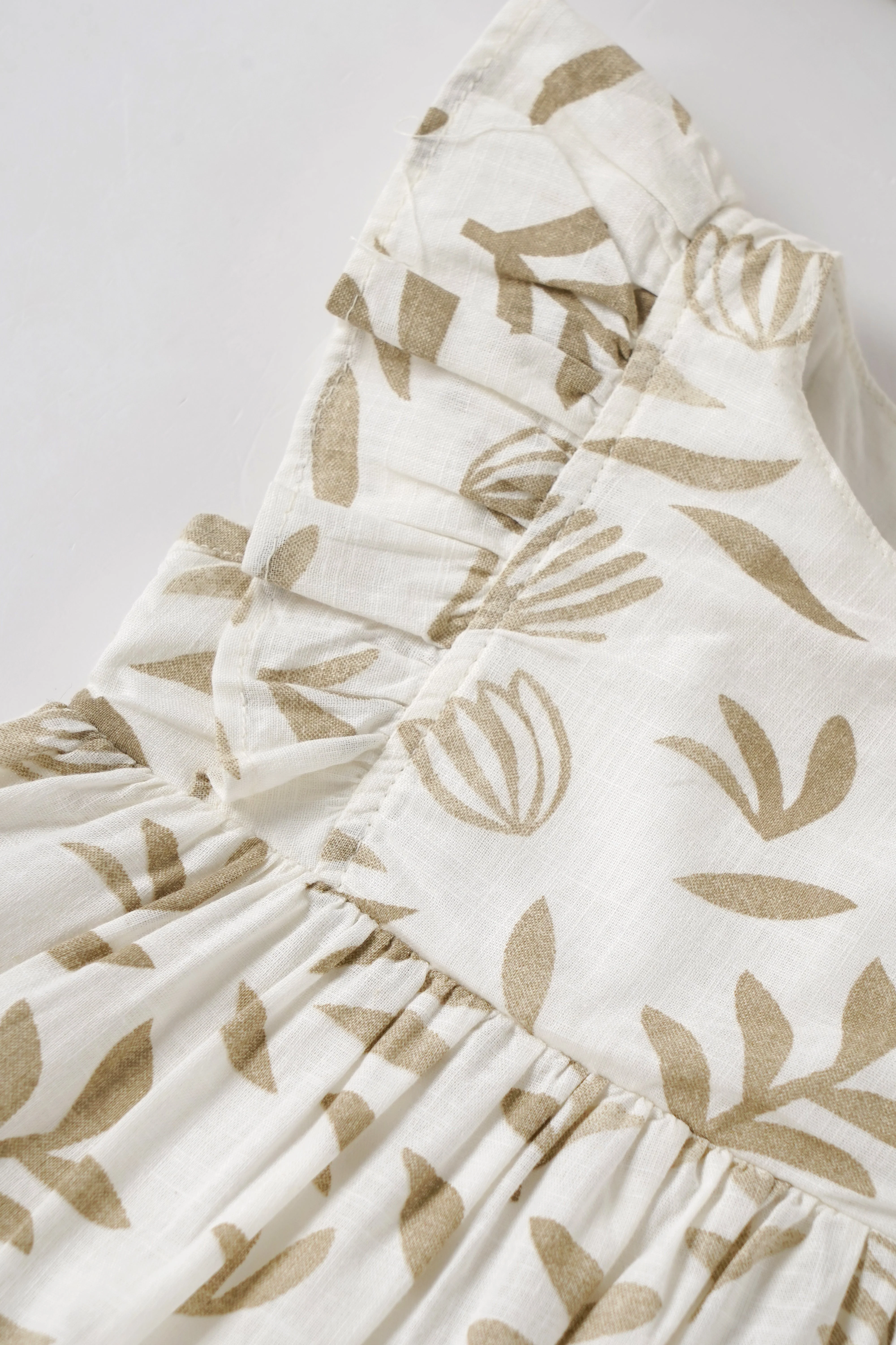 Popees Baby Girl Cotton Dress| 3–24 Months Leaf Print, Ruffle Sleeve Casual Wear - Image 3
