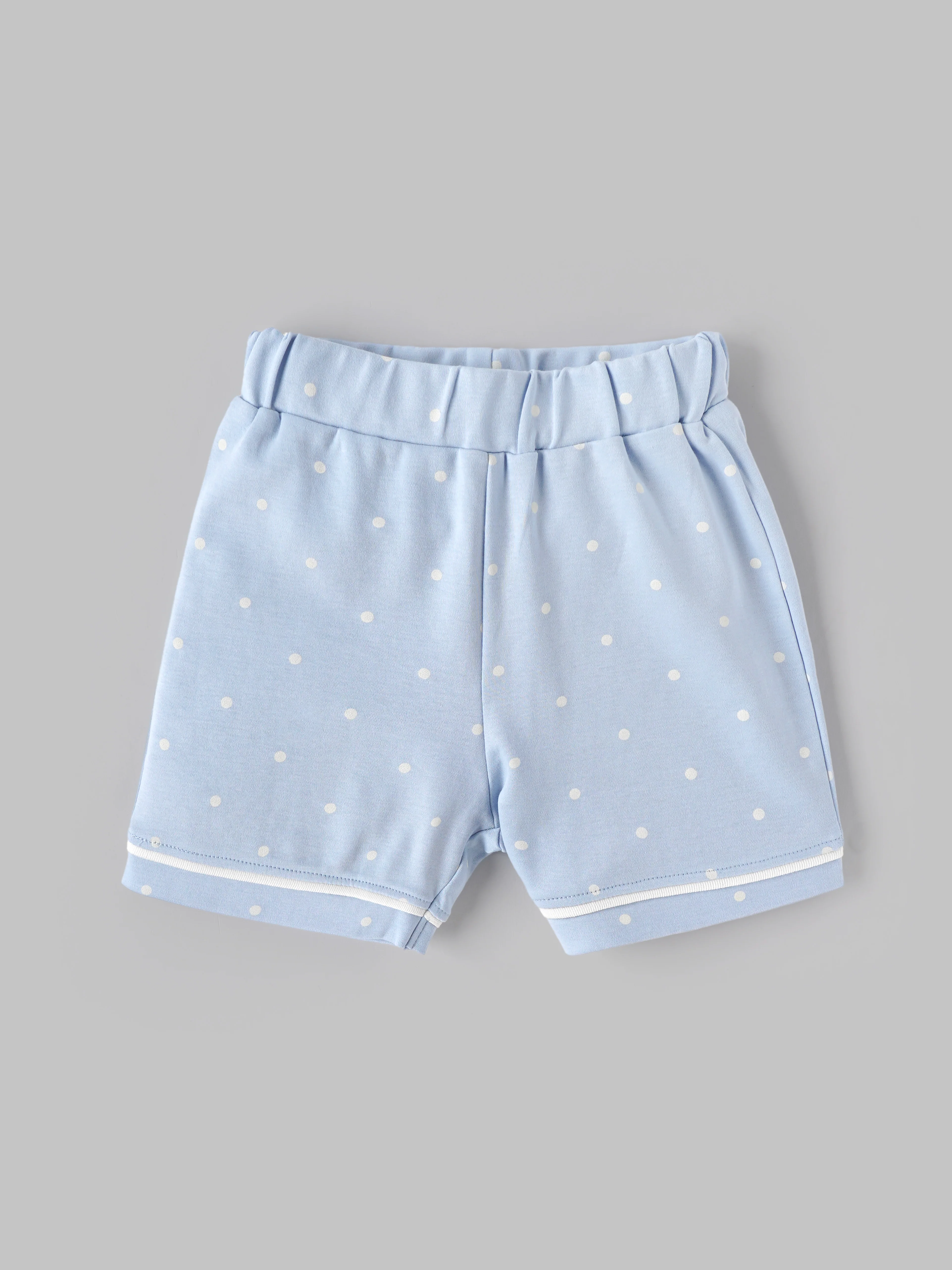 Popees Baby Girls Polka Dot Cotton Night Suit Set | Blue Half Sleeve Button-Down Top & Shorts Co-Ord Sleepwear | 9 Months–4 Years - Image 3