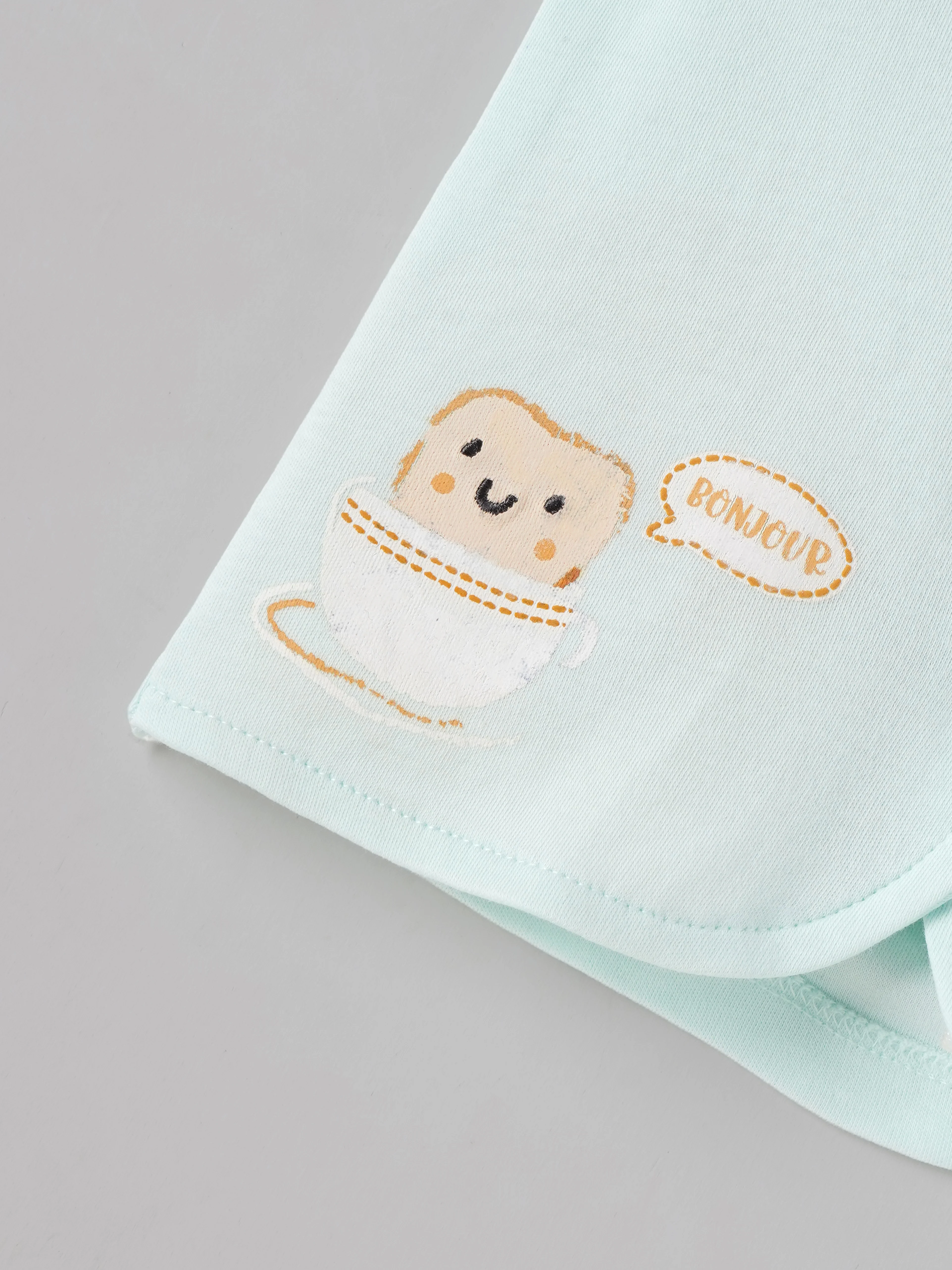 Popees Baby Girls Bonjour Embroidered Flutter Sleeve Vest | Soft Cotton Front-Open Top |0-6 Months - Image 3