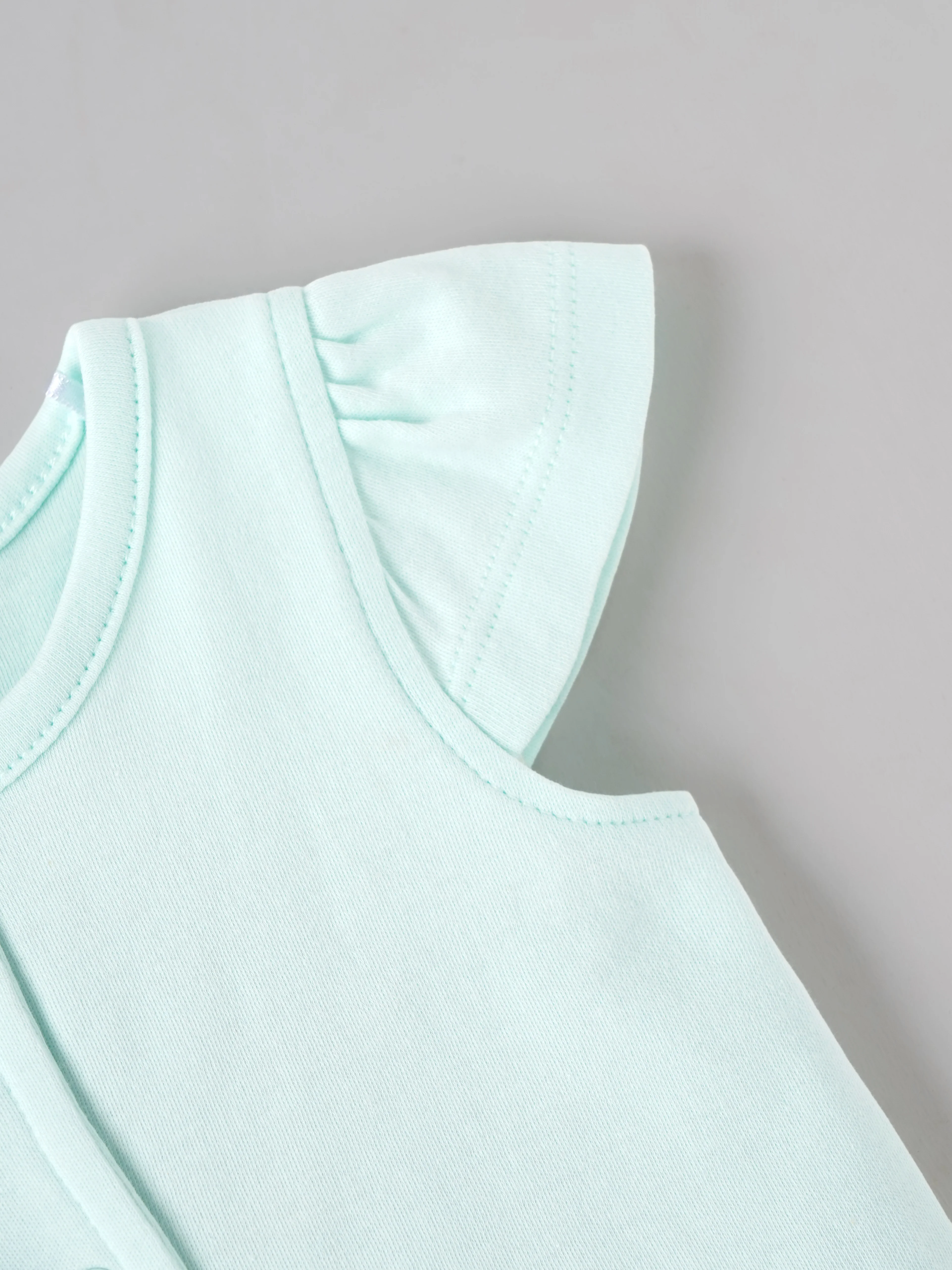 Popees Baby Girls Bonjour Embroidered Flutter Sleeve Vest | Soft Cotton Front-Open Top |0-6 Months - Image 4