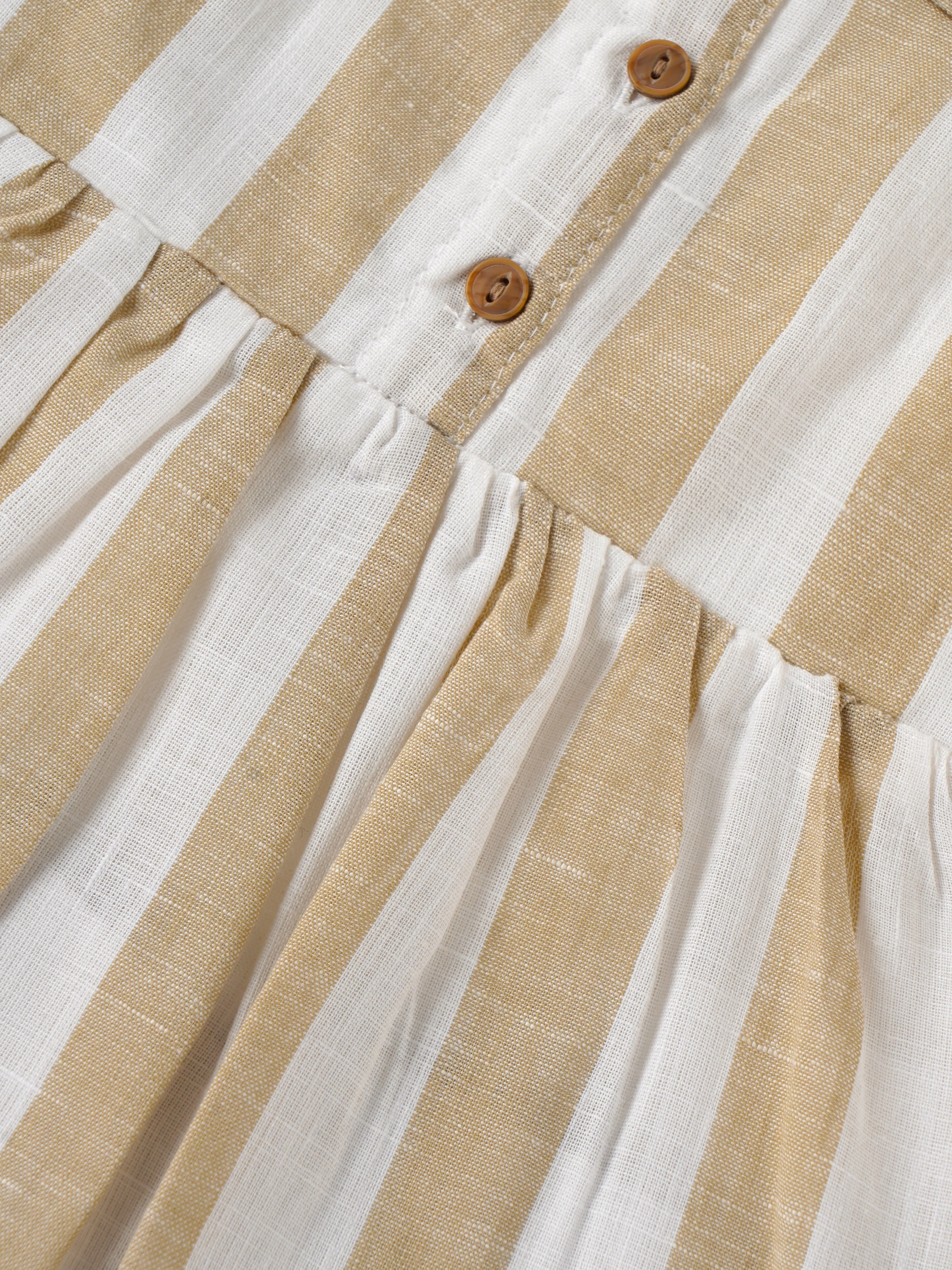 Popees Baby Girls Sleeveless Cotton Dress with Peter Pan Collar| Beige & White| 9 Months to 4 Years - Image 4