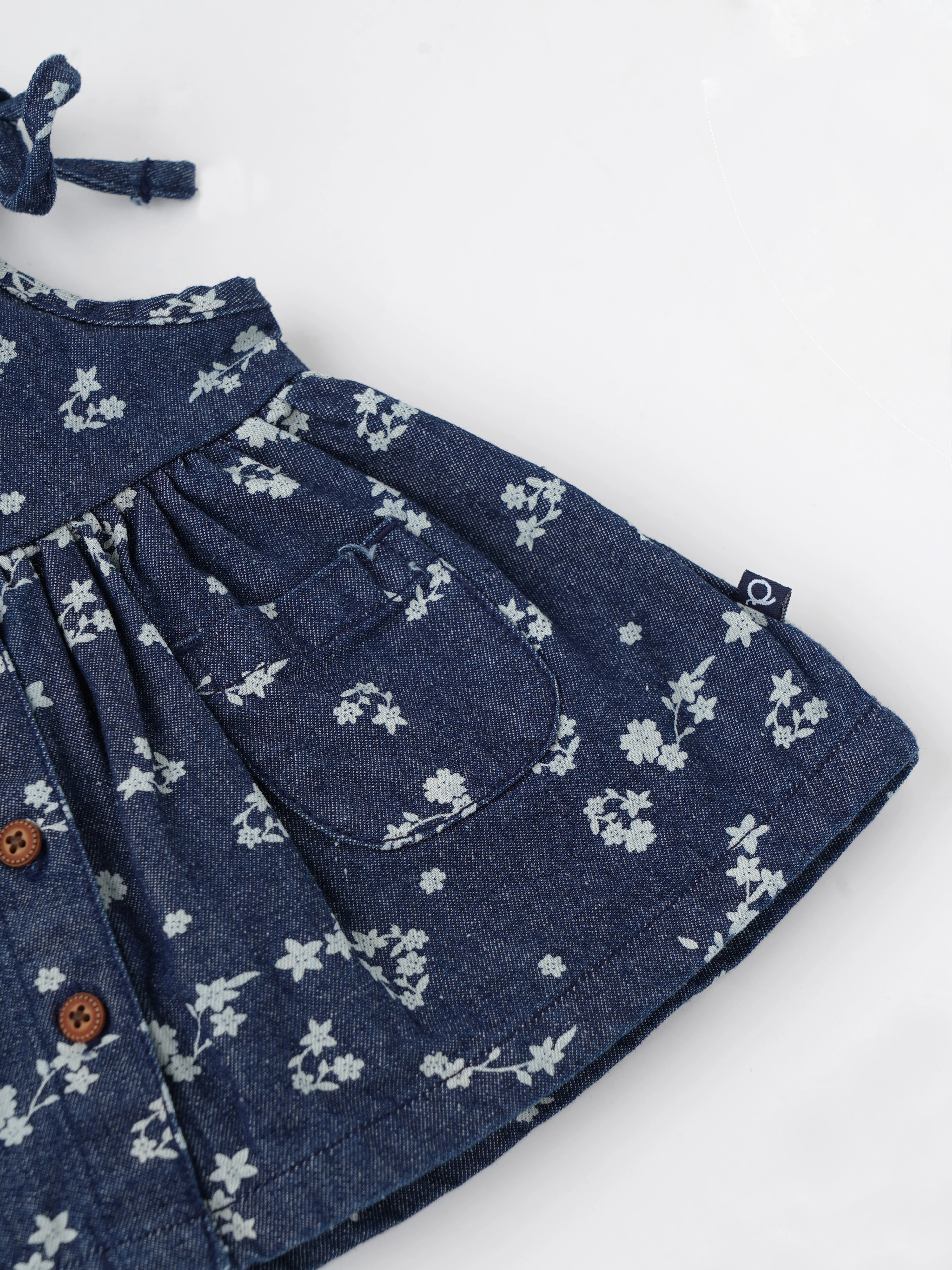 Popees Baby Girls Denim Dress| Blue| Newborn To 9 Months - Image 4