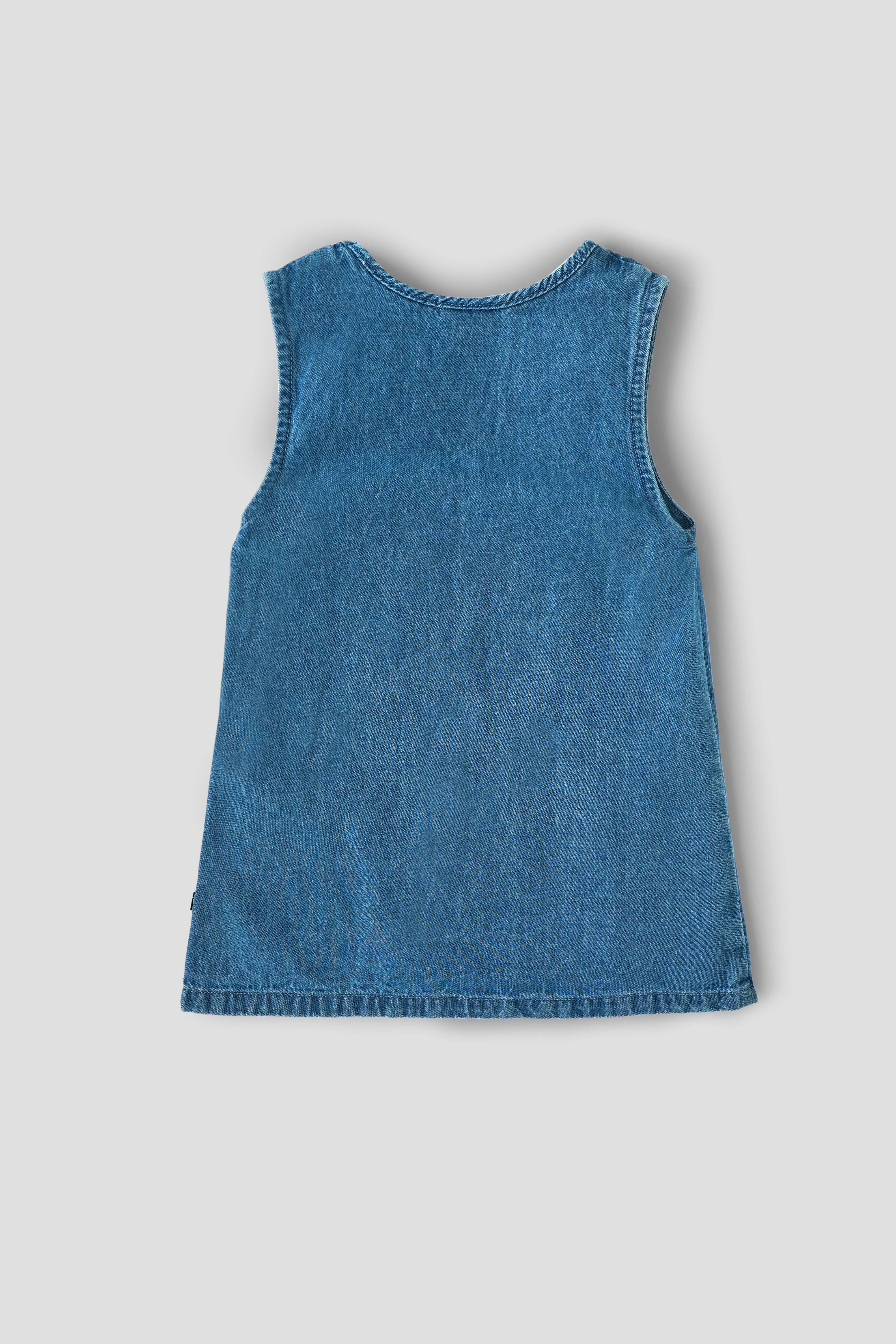 Popees Baby Girls Denim Sleeveless Dress with Heart Pockets |Soft Cotton Denim Outfit (3–36 Months) - Image 2