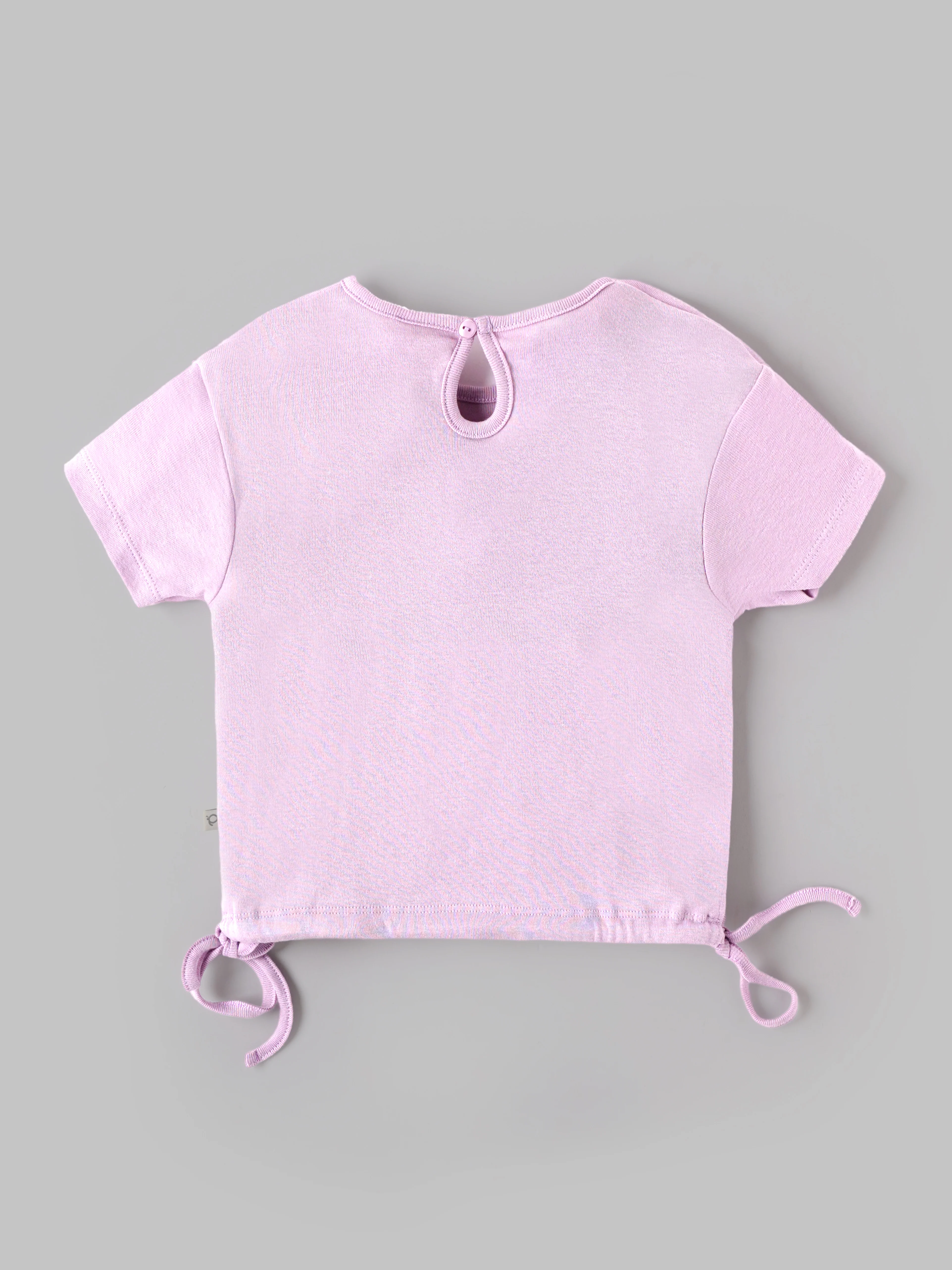 Popees Baby Girls Fruit Patch T-Shirt | Soft Cotton Half Sleeve Top with Side Tie Detail | 3–24 Months - Image 2