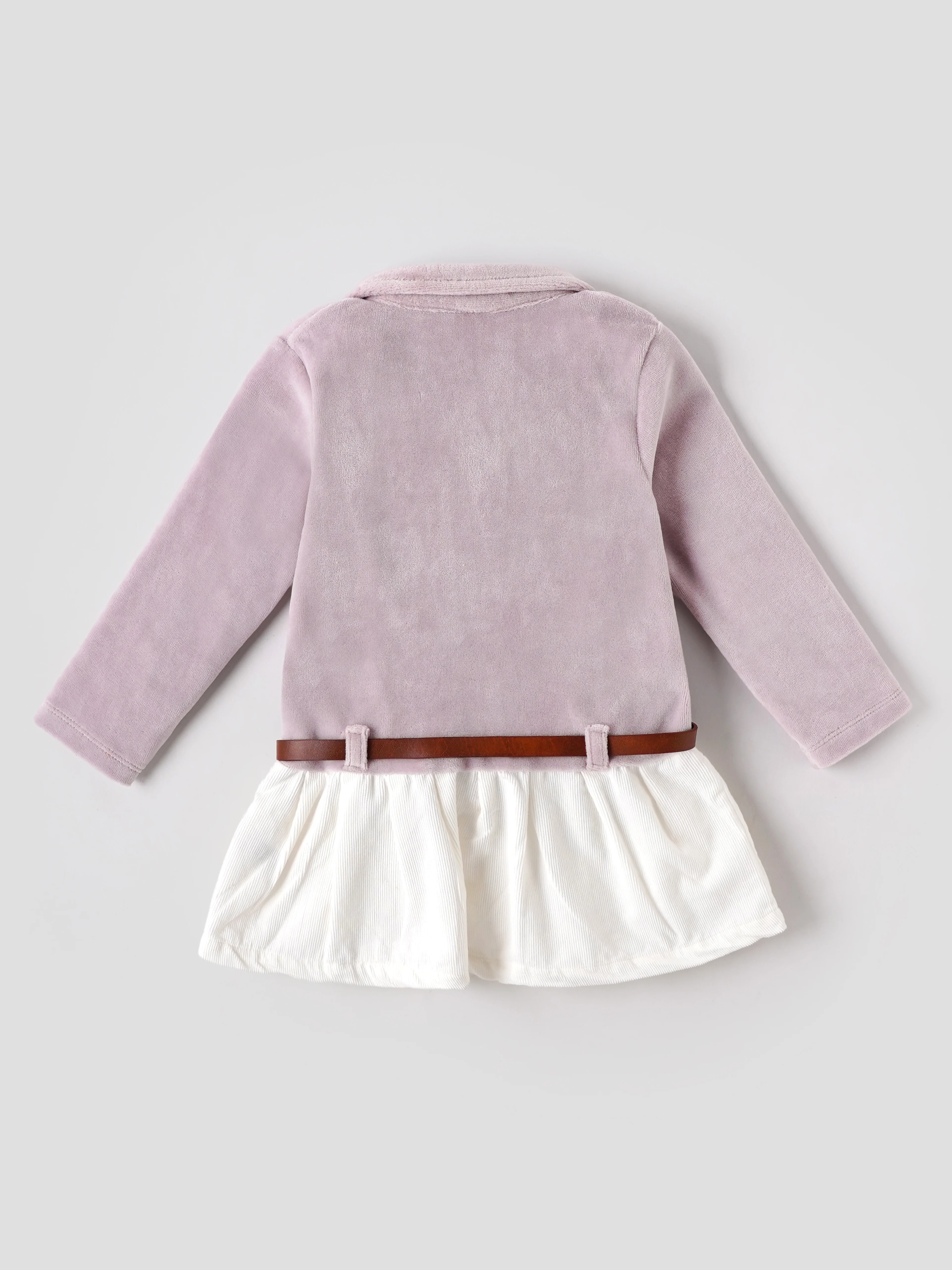 Popees Baby Girls Full Sleeve Collar Dress with Belt | 3-24 Months - Image 2