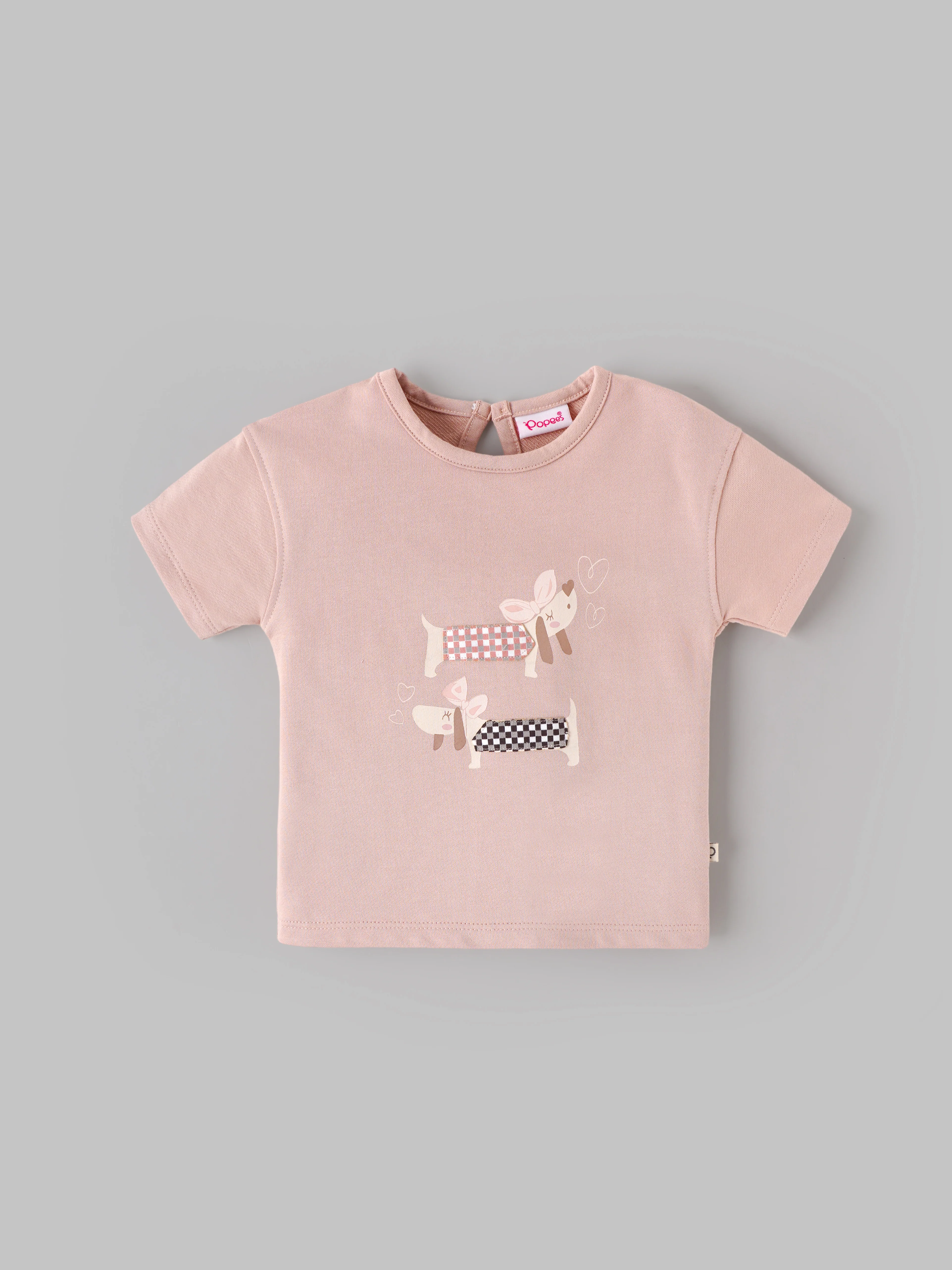 Popees Baby Girls Half Sleeve Cotton Top| Rose Smoke | 3-24 Months