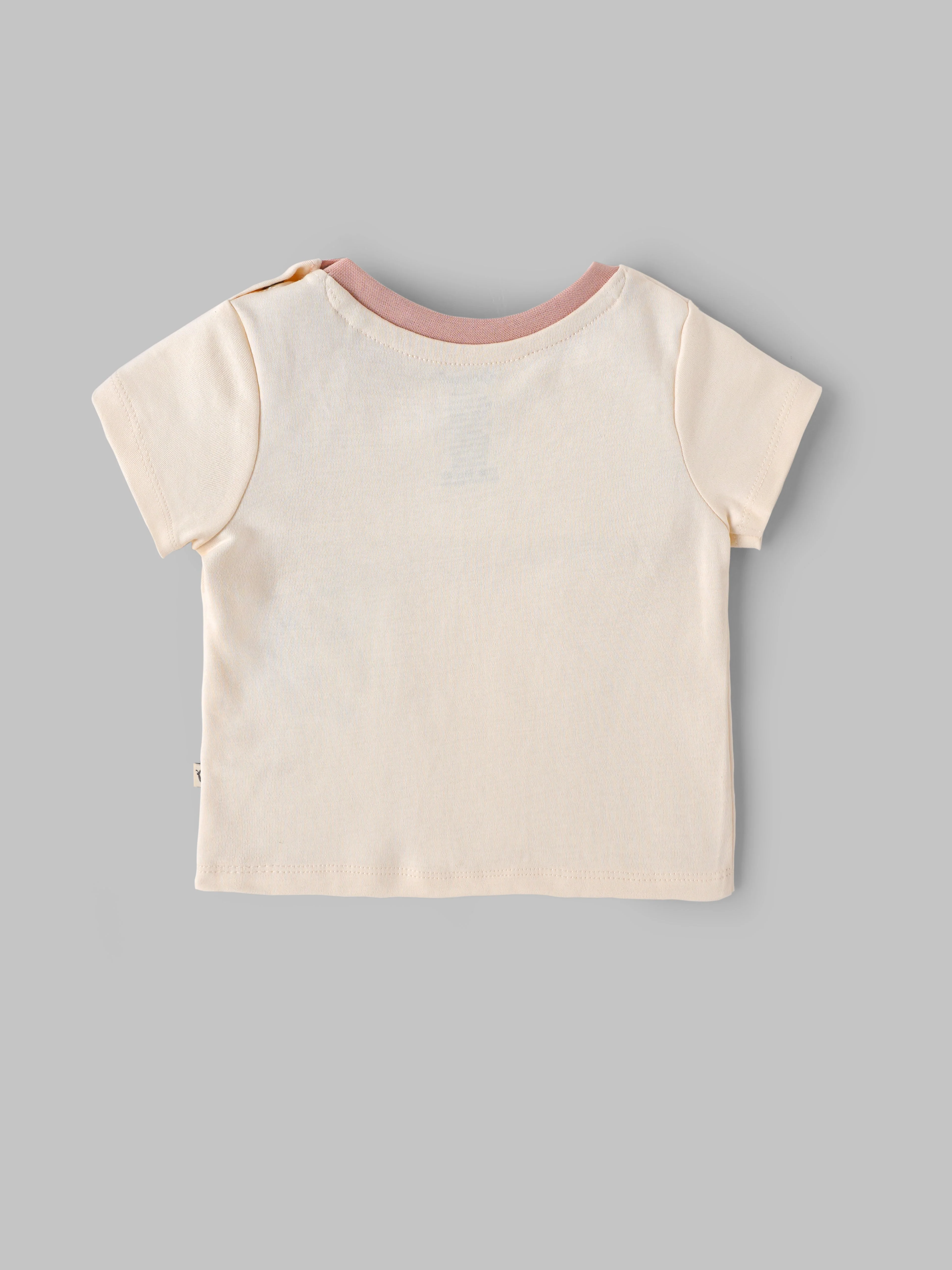 Popees Baby Girls Cream Cotton “Let’s Play” Graphic T-Shirt |Contrast Neck, Sizes NB–9M - Image 2