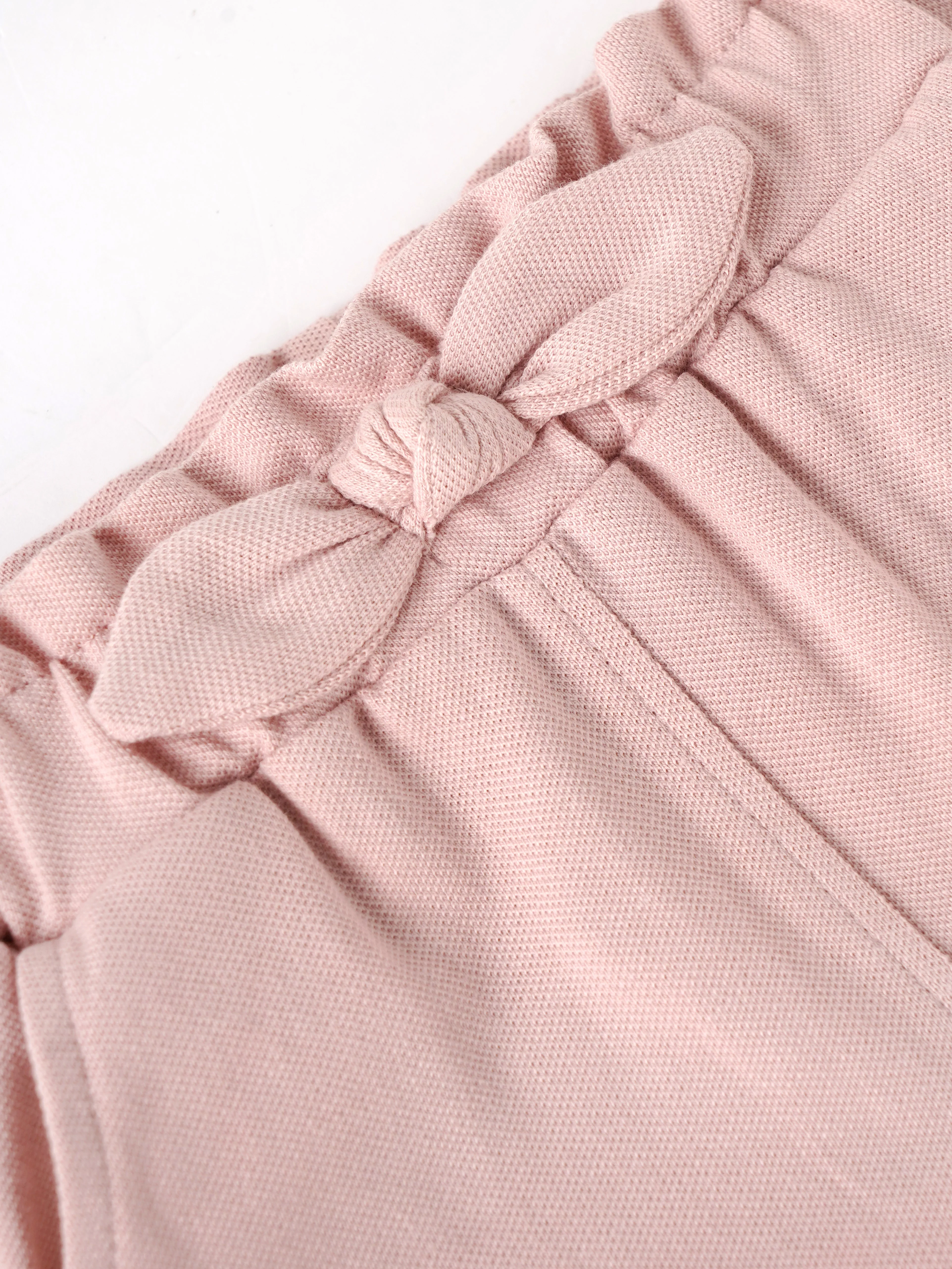 Popees Baby Girls Pink Cotton Shorts with Paperbag Waist & Bow| 9M–4Y - Image 3