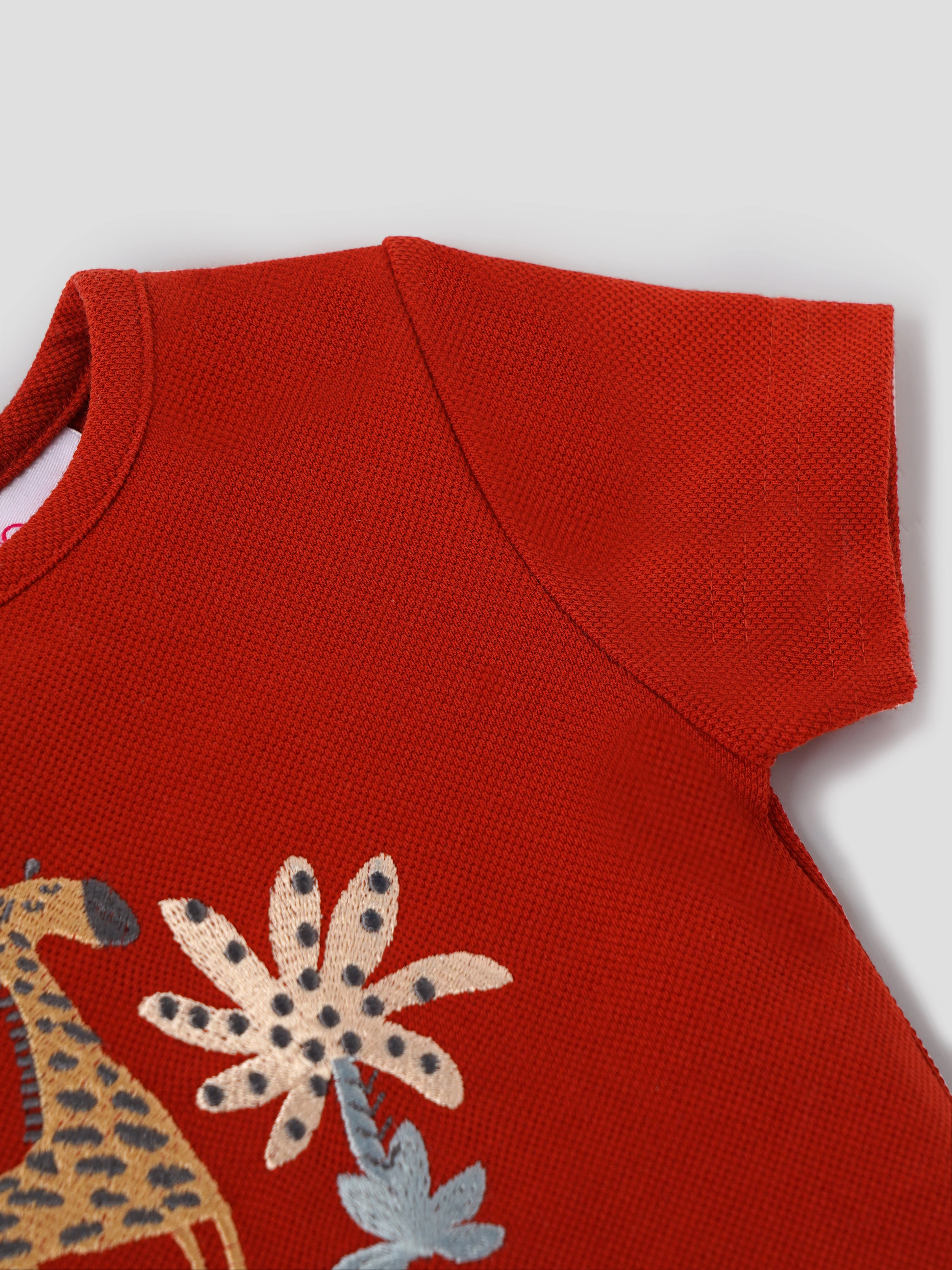 Popees Baby Girls Short Sleeves Cotton Top| Red|  Months To 4 Years - Image 3
