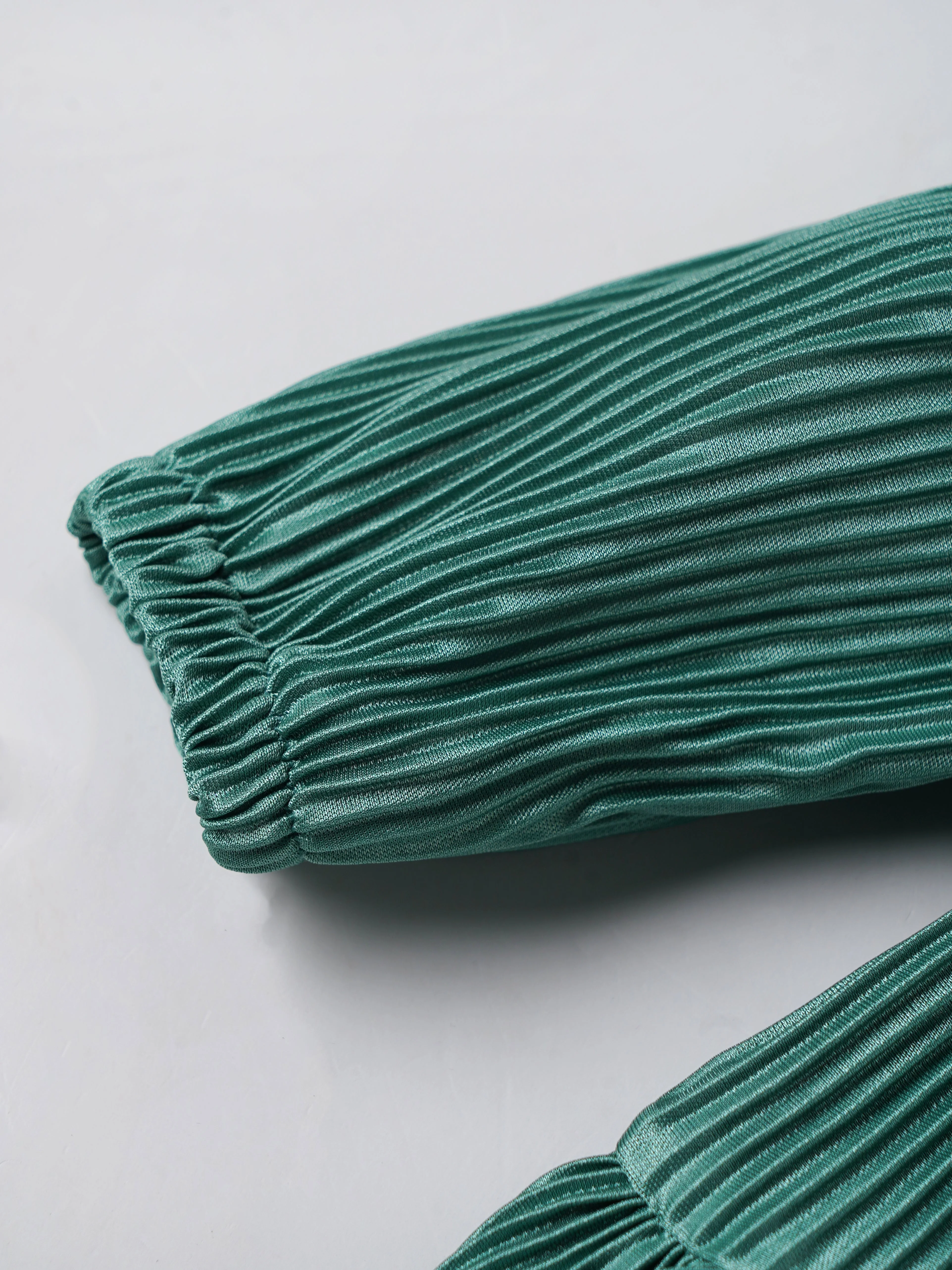 Popees Baby Girls Teal Green Pleated Full Sleeve Party Dress| 3 Months–36 Months - Image 4