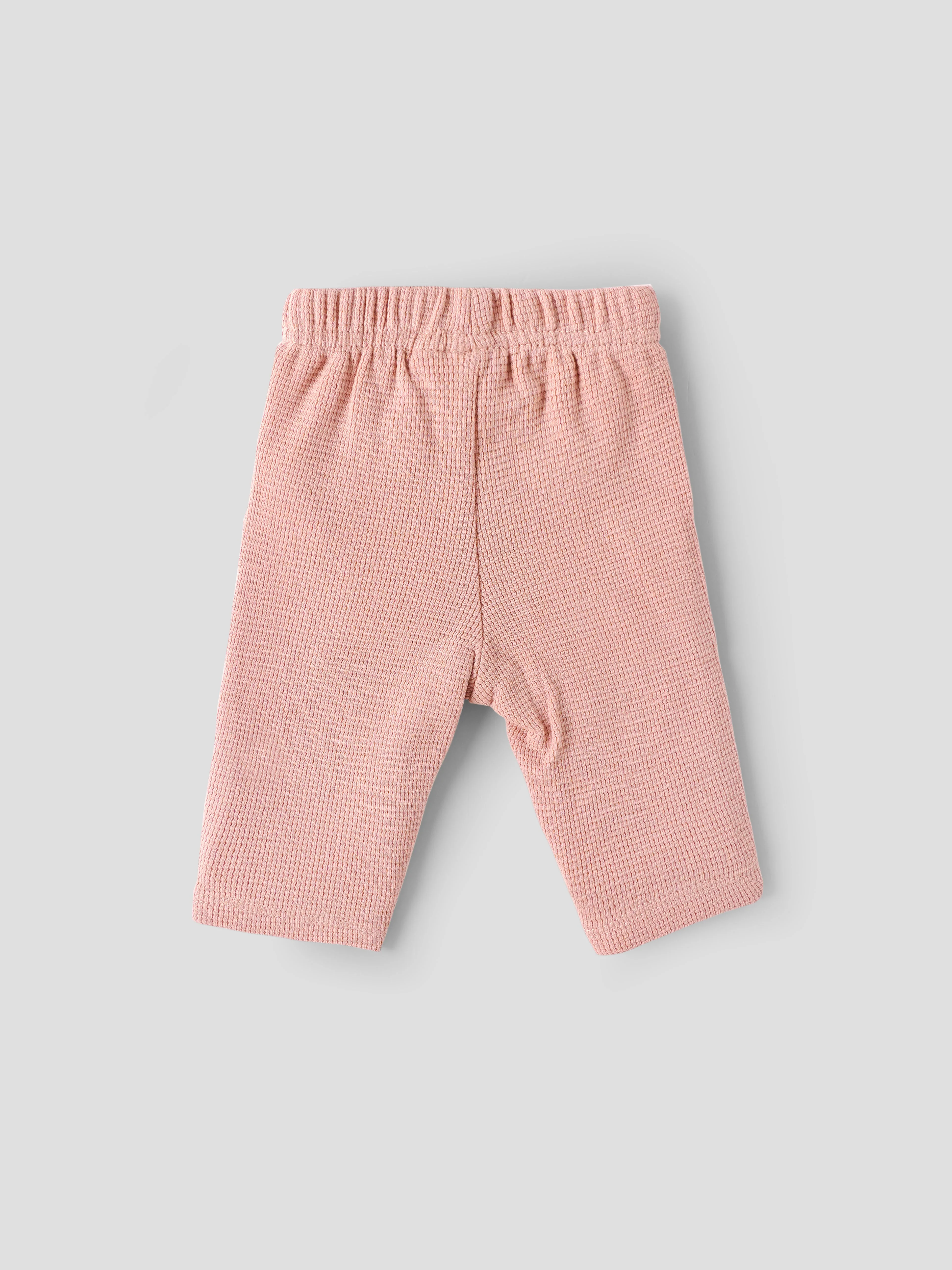 Popees Baby Girls Waffle Knit Cotton Pants with Elastic Waistband (NB to 9 Months) - Image 2