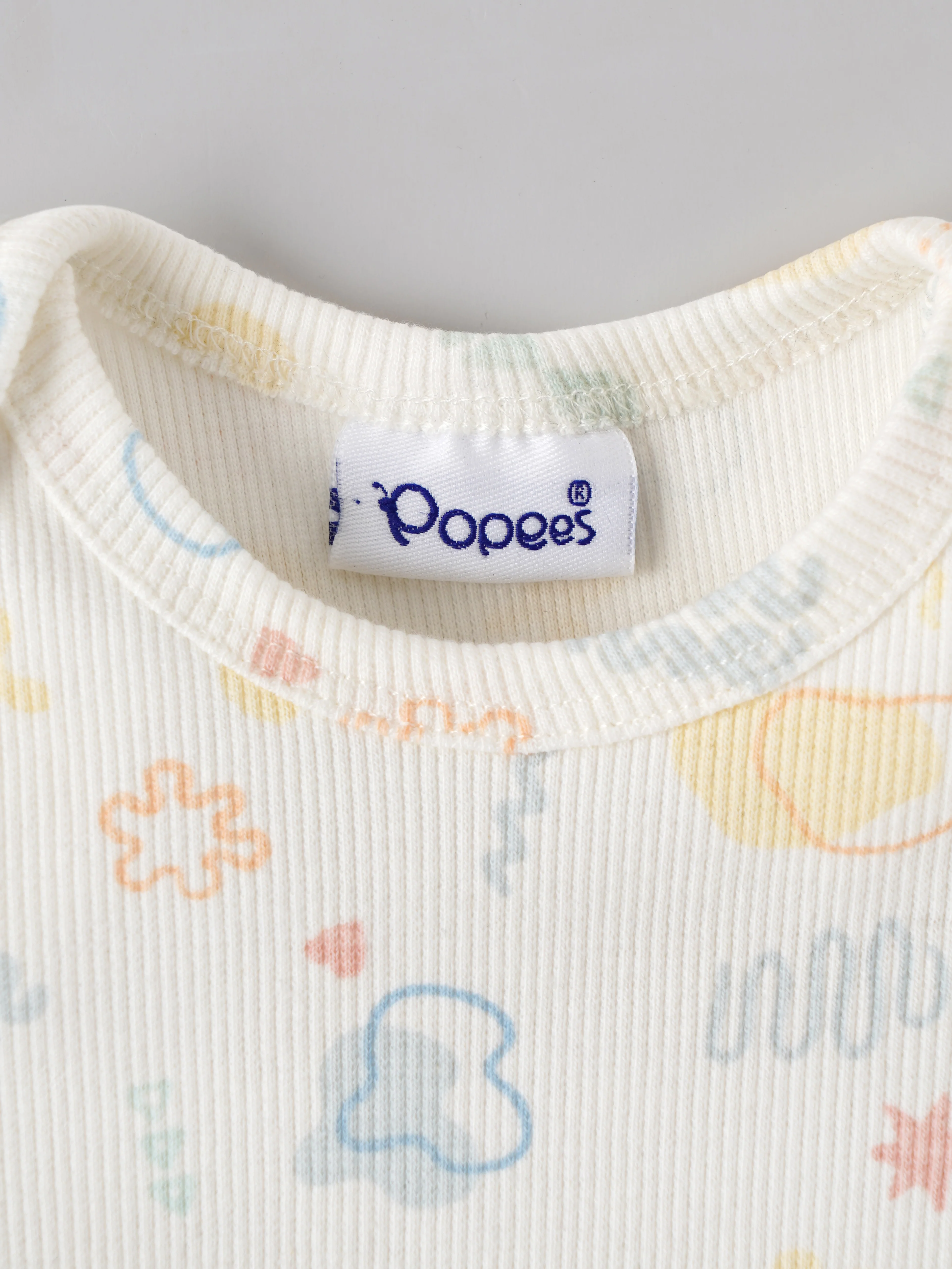 Popees Baby Unisex Printed Ribbed Cotton Romper | Snow White Abstract Print | Tiny Baby - 6 Months - Image 6