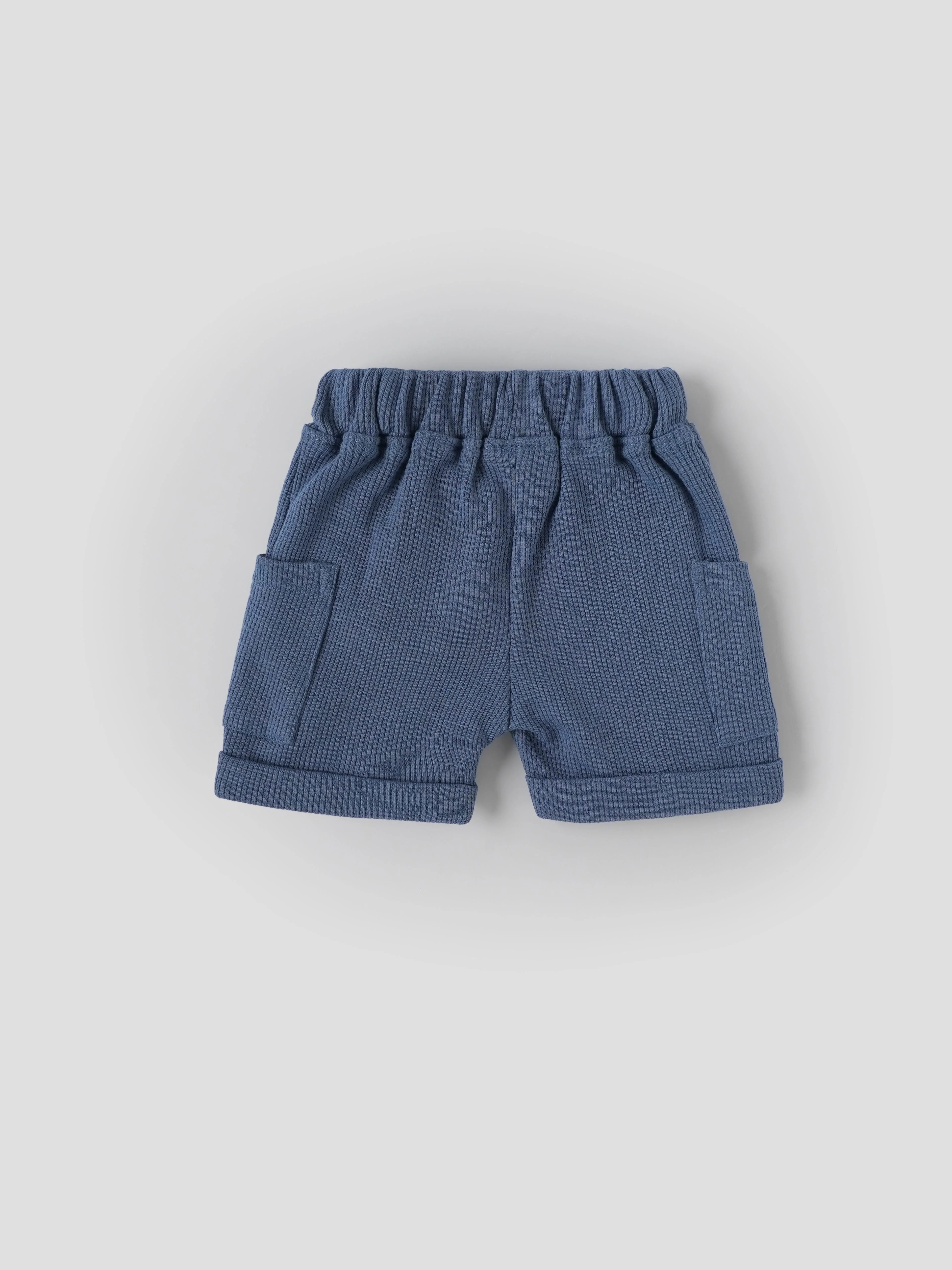 Popees Baby Boys Waffle Knit Shorts with Elastic Waist| Newborn–9M - Image 2