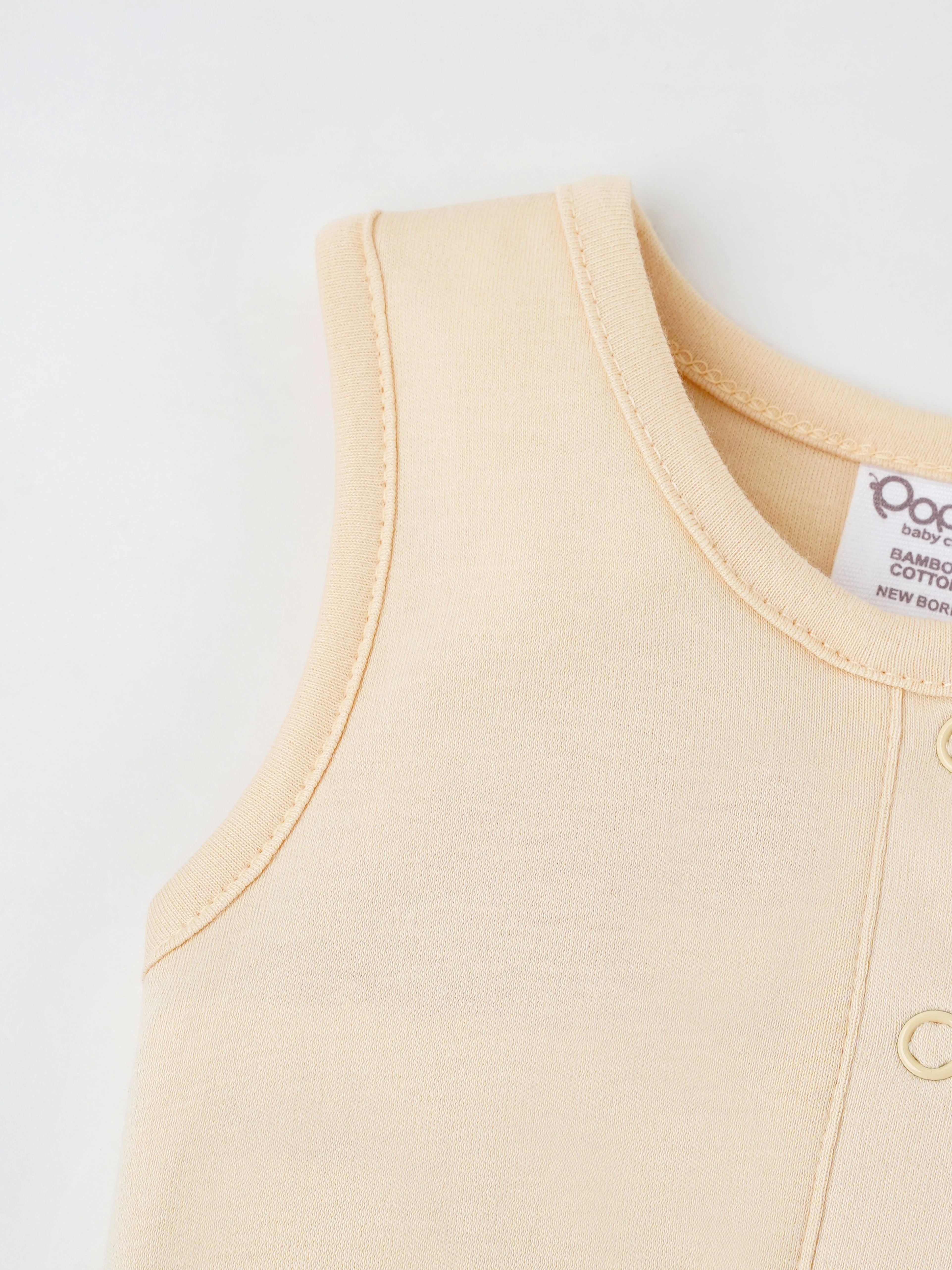 Popees Unisex Sleeve Less Front Open Bodysuit (0-6 Months) Made of Organic Bamboo Cotton Fabric - Image 4