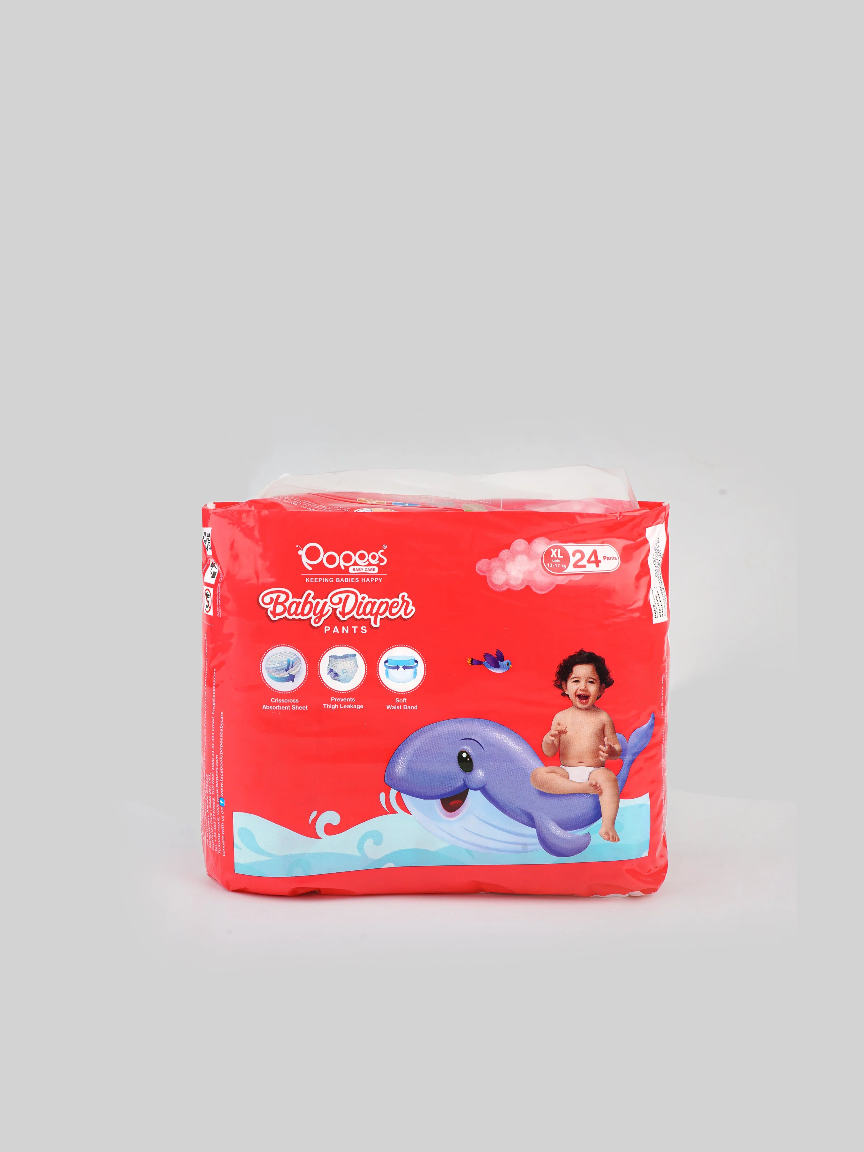 Popees Premium Pant Style Diaper - 24 PCS, Extra Soft, Breathable, Super Absorbent, Double Leakage Barrier with Elastic Waist - Image 3