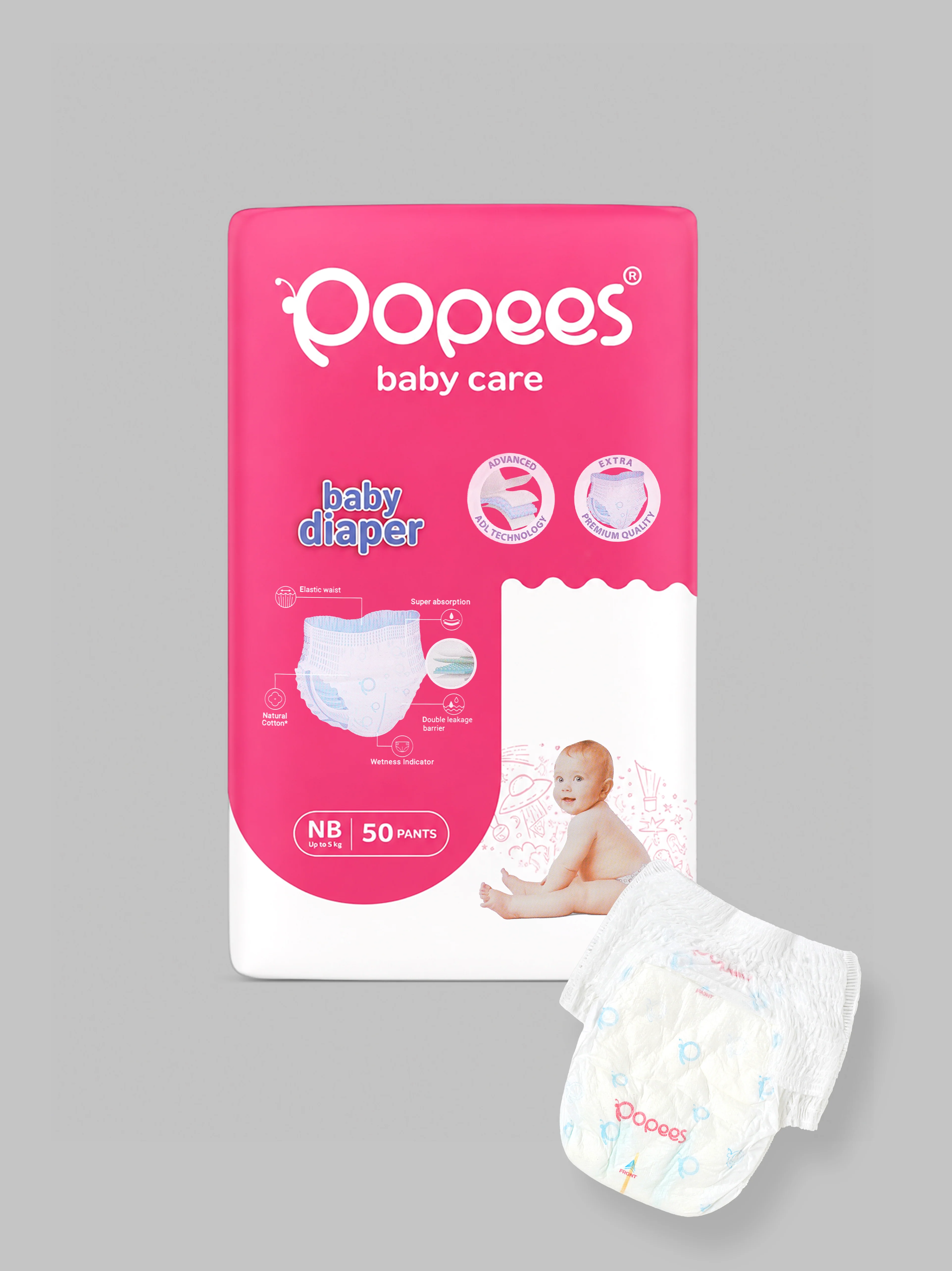 Popees Premium Comfort Pant Diaper | Jumbo Pack | New Design with Extra Soft Touch, Airy Breathable Layers & Leak-Lock Technology - Image 2
