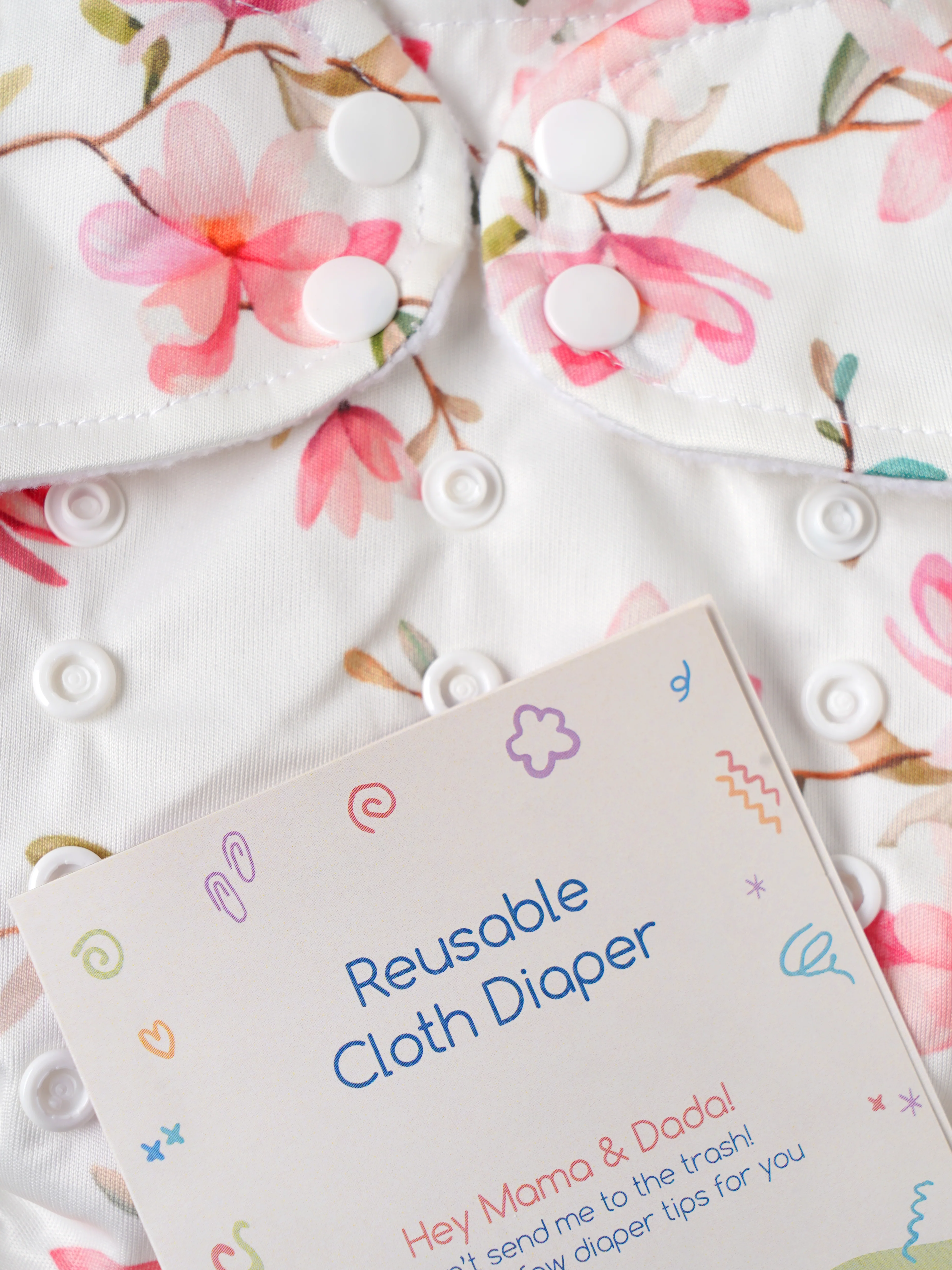 Popees Baby Reusable Cloth Diaper | Adjustable Snap Closure | Floral Print | Newborn (color and design may vary depending on availability) - Image 8