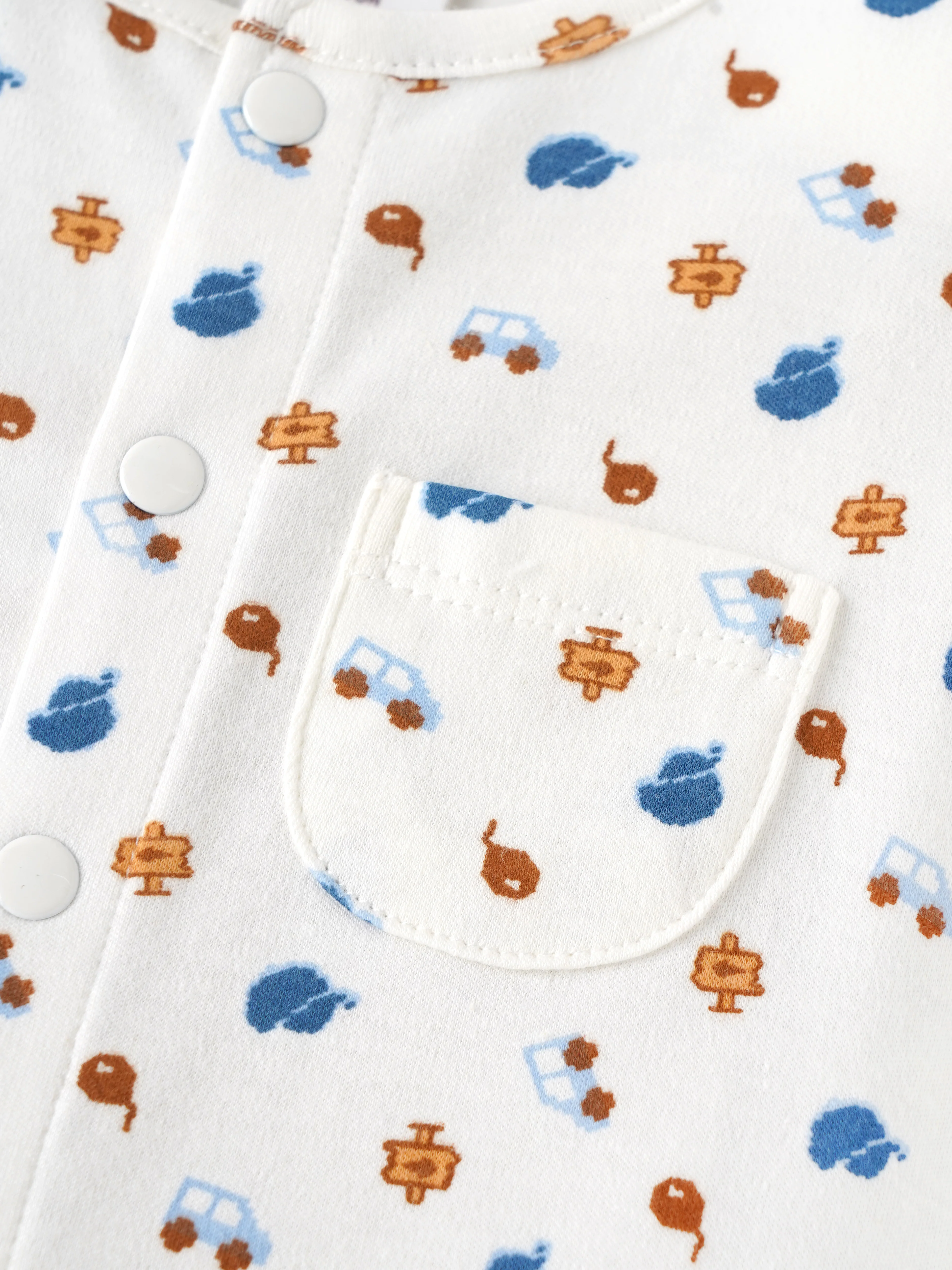 Popees Baby Organic Bamboo Cotton Printed Unisex Romper | White | Tiny Baby to 6 Months - Image 5