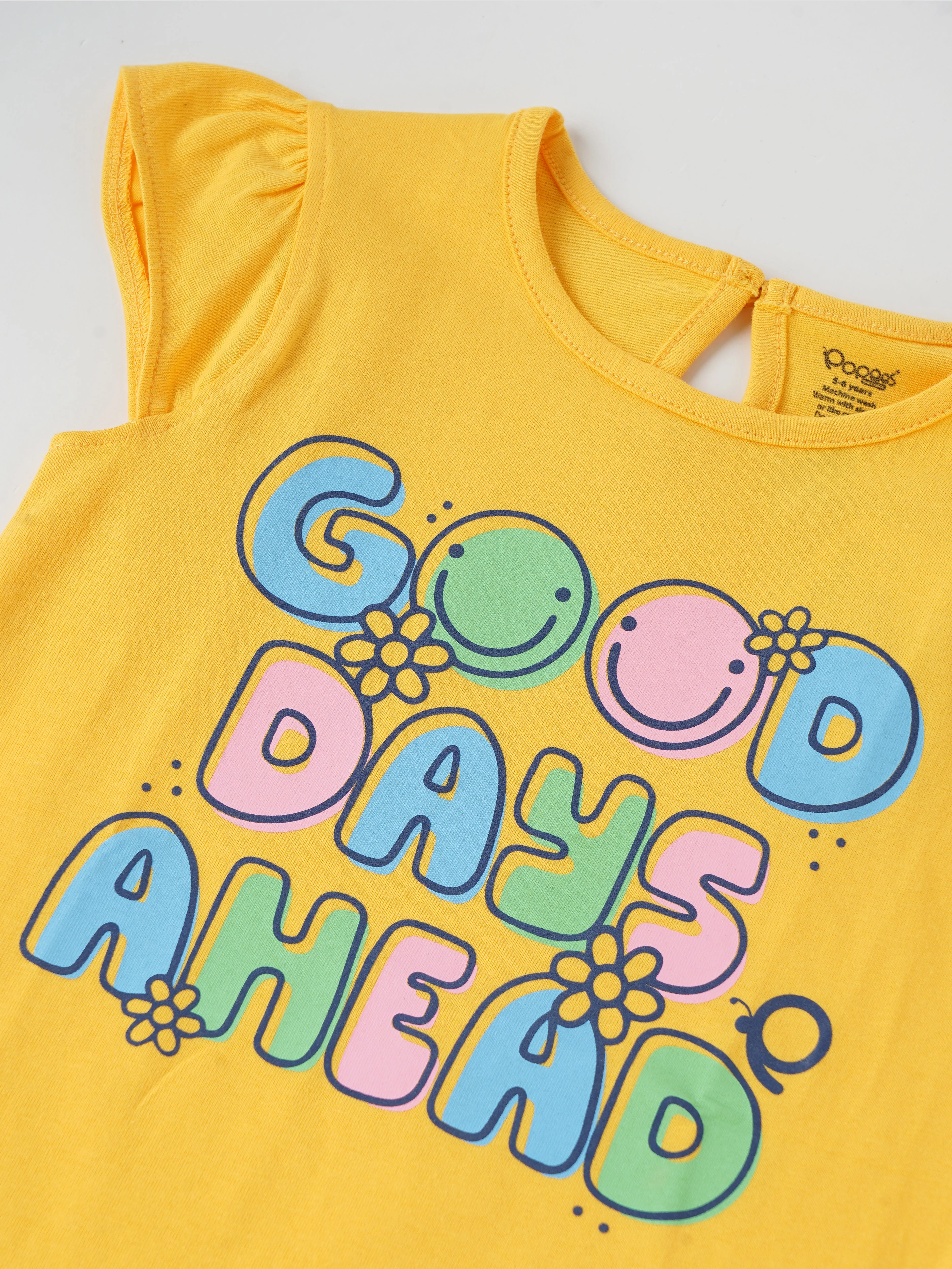 Popees Short Sleeve Back Half Open (1–8 Years) Printed Top for Baby Girls - Image 3